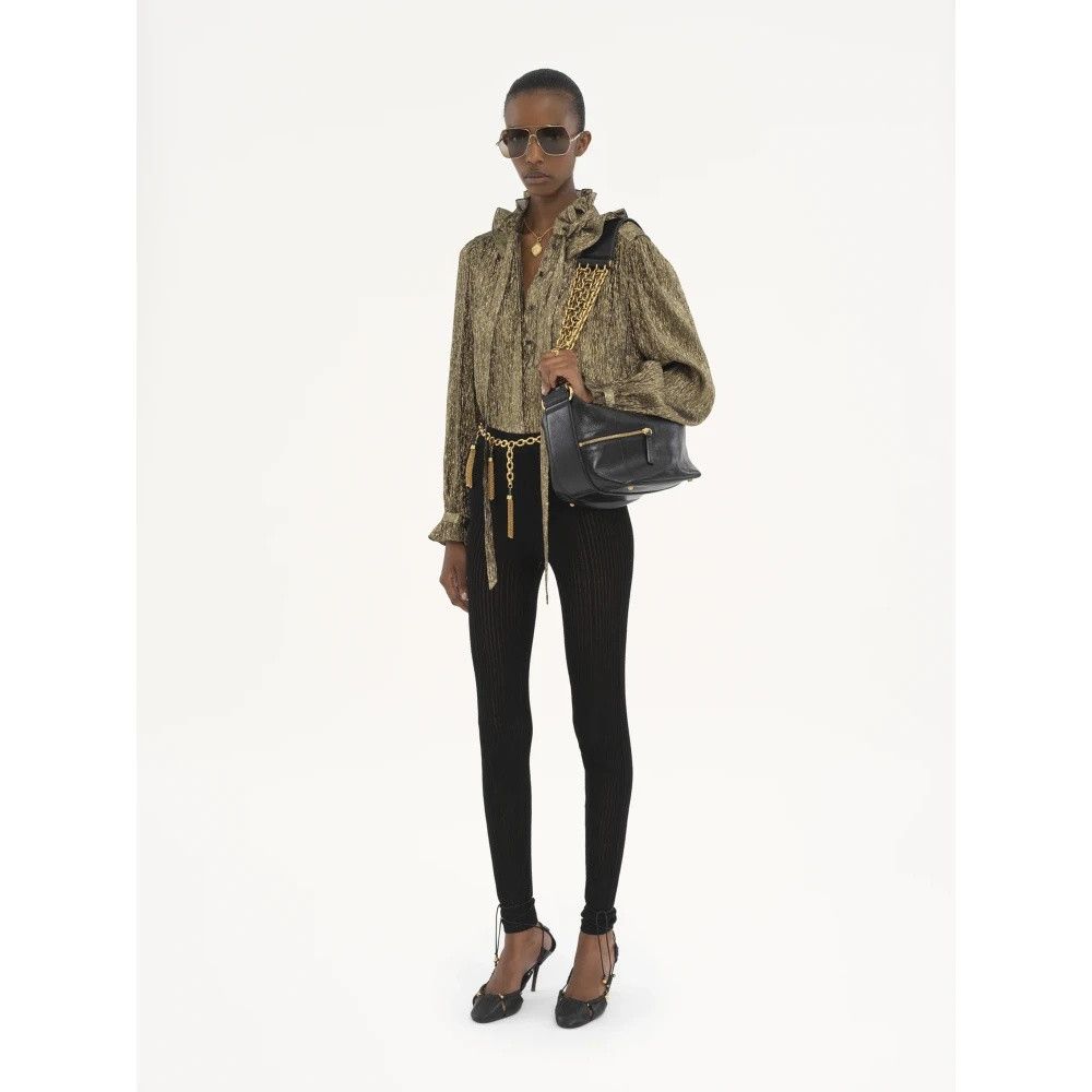 Chloe o1loc1c11125 Silk Ribbon Blouse in Black/Gold Size M / US 6-8 / IT 42-44 - 2 Thumbnail