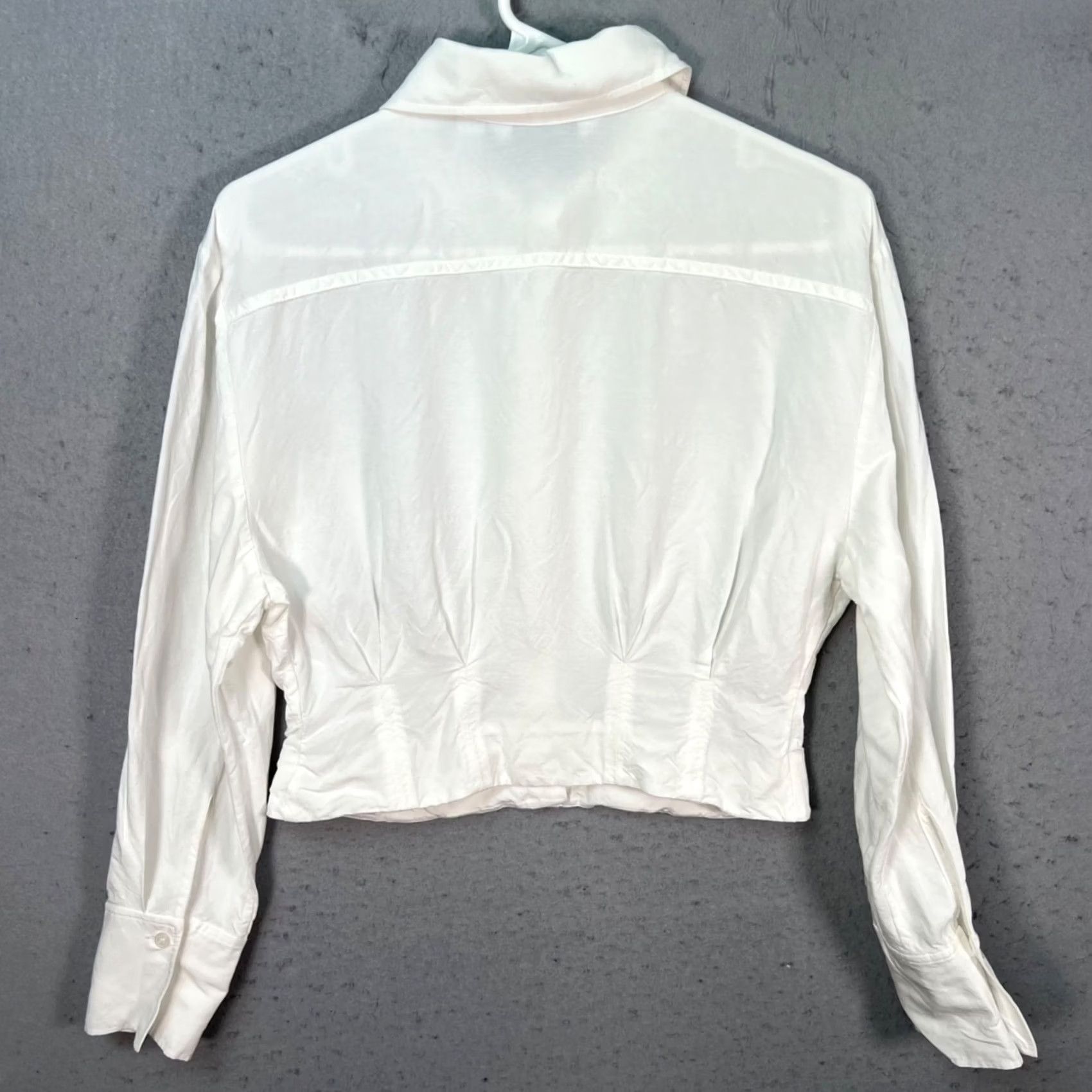 & Other Stories & Other Stories Shirt Womens Small White Linen Viscose Cotton Button-Up Long Sleeve Collared Cropped Size S / US 4 / IT 40 - 2 Thumbnail
