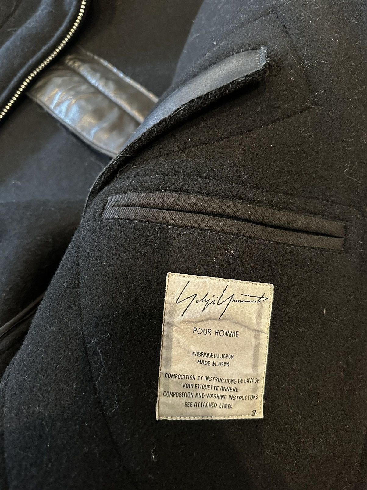 Yohji Yamamoto Yohji Yamamoto BackZip Heavy Wool Leather Jacket Size US XL / EU 56 / 4 - 4 Thumbnail