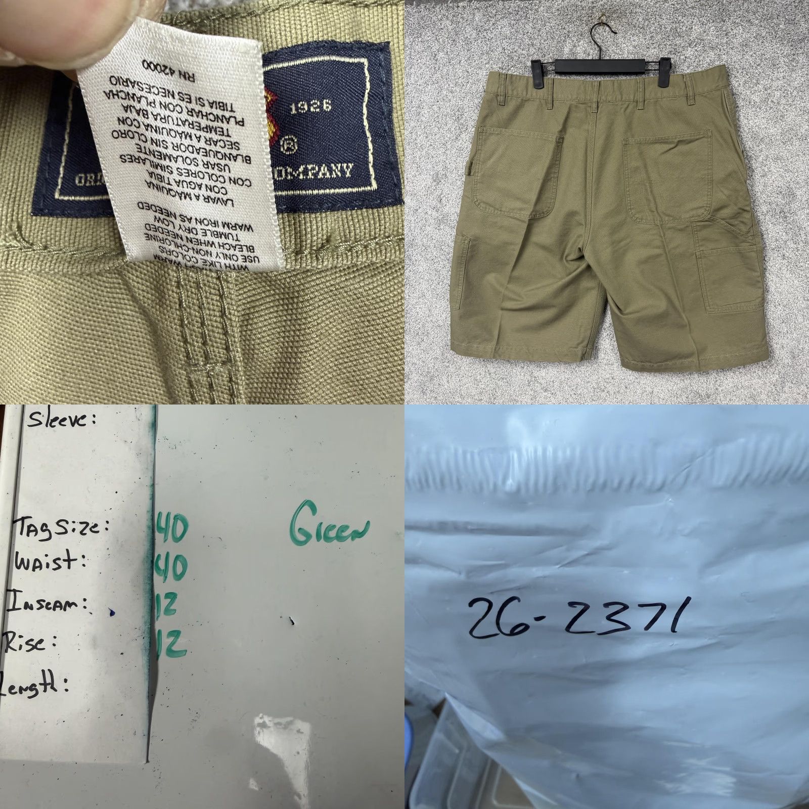 Route 66 Route 66 Cargo Shorts Mens 40x12 Green Canvas Workwear Summer Y2K Pockets Front Zip Fly Belt Loop Casual Classic Size US 40 / EU 56 - 8 Thumbnail