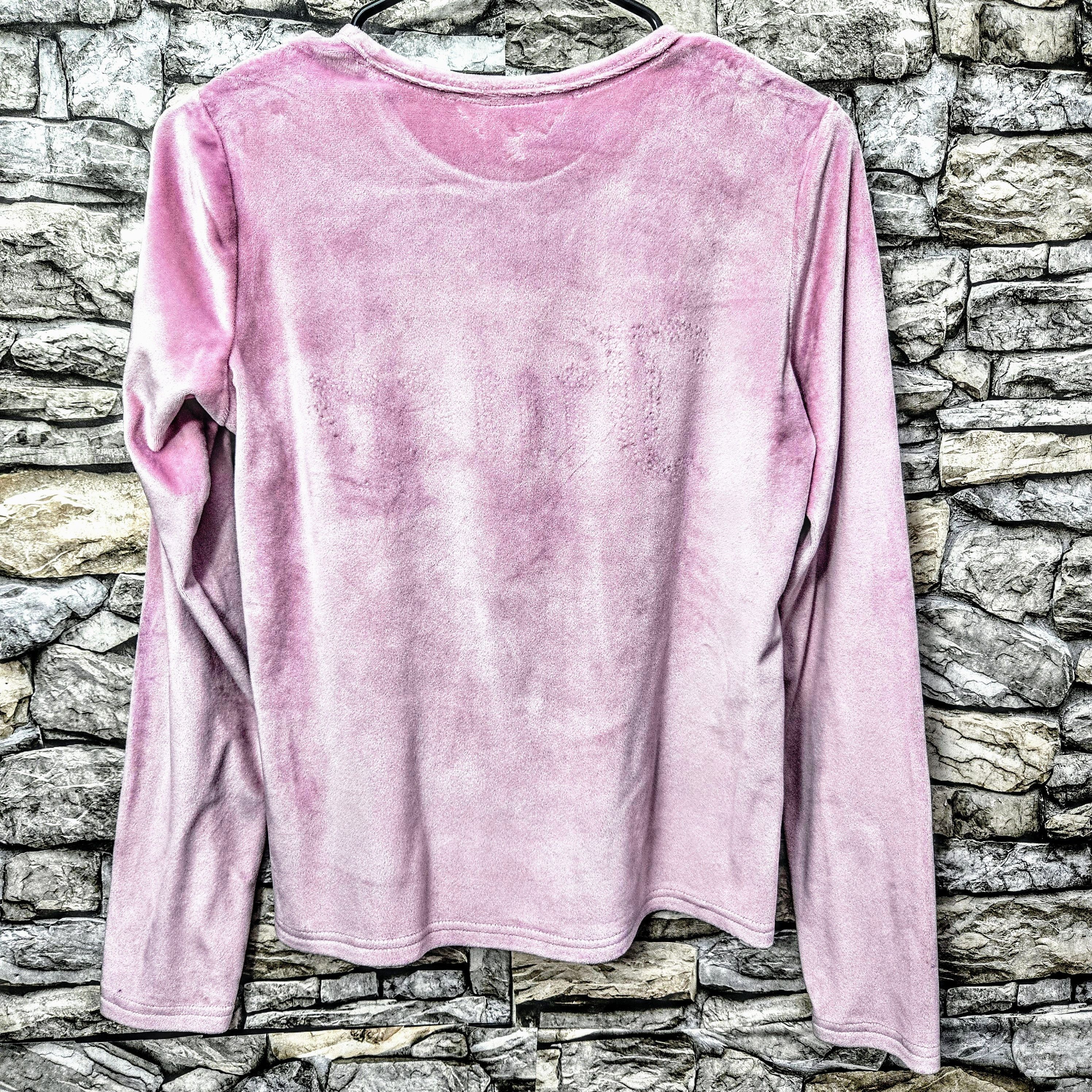 Juicy Couture Juicy Couture Womens M Pink Velour Sweatshirt Rhinestone Size M / US 6-8 / IT 42-44 - 3 Thumbnail