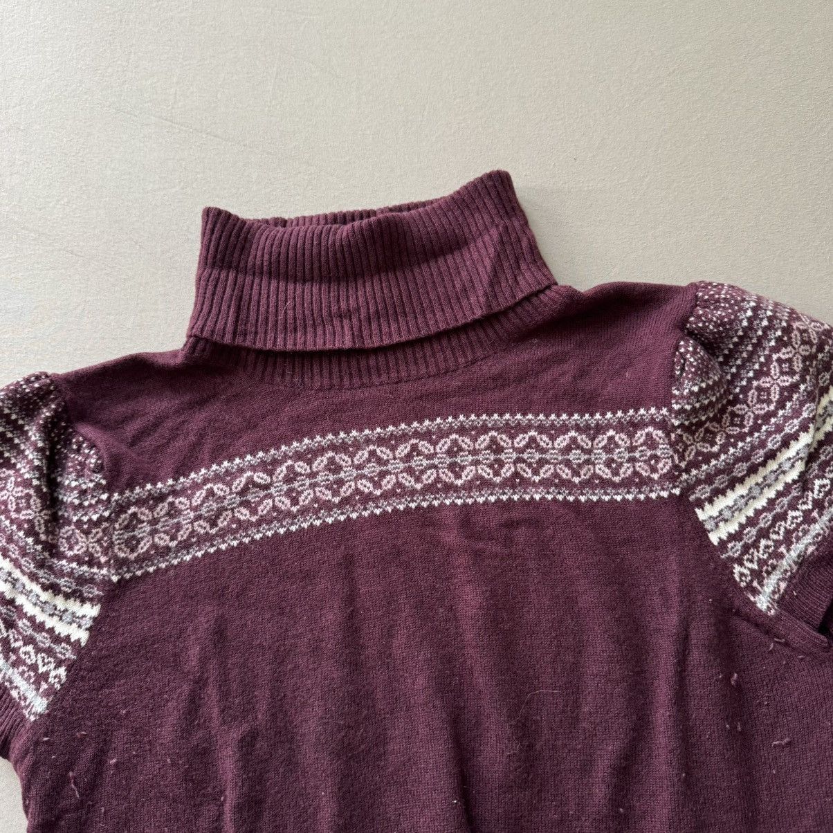 Other Fair Isle Wool Short Sleeve Peplum Turtleneck Sweater Size S / US 4 / IT 40 - 4 Thumbnail