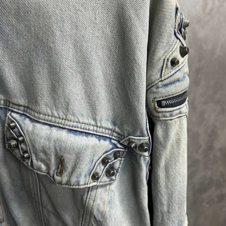 Balenciaga Balenciaga Blue studded lapel single-breasted denim jacket Size US M / EU 48-50 / 2 - 3 Thumbnail