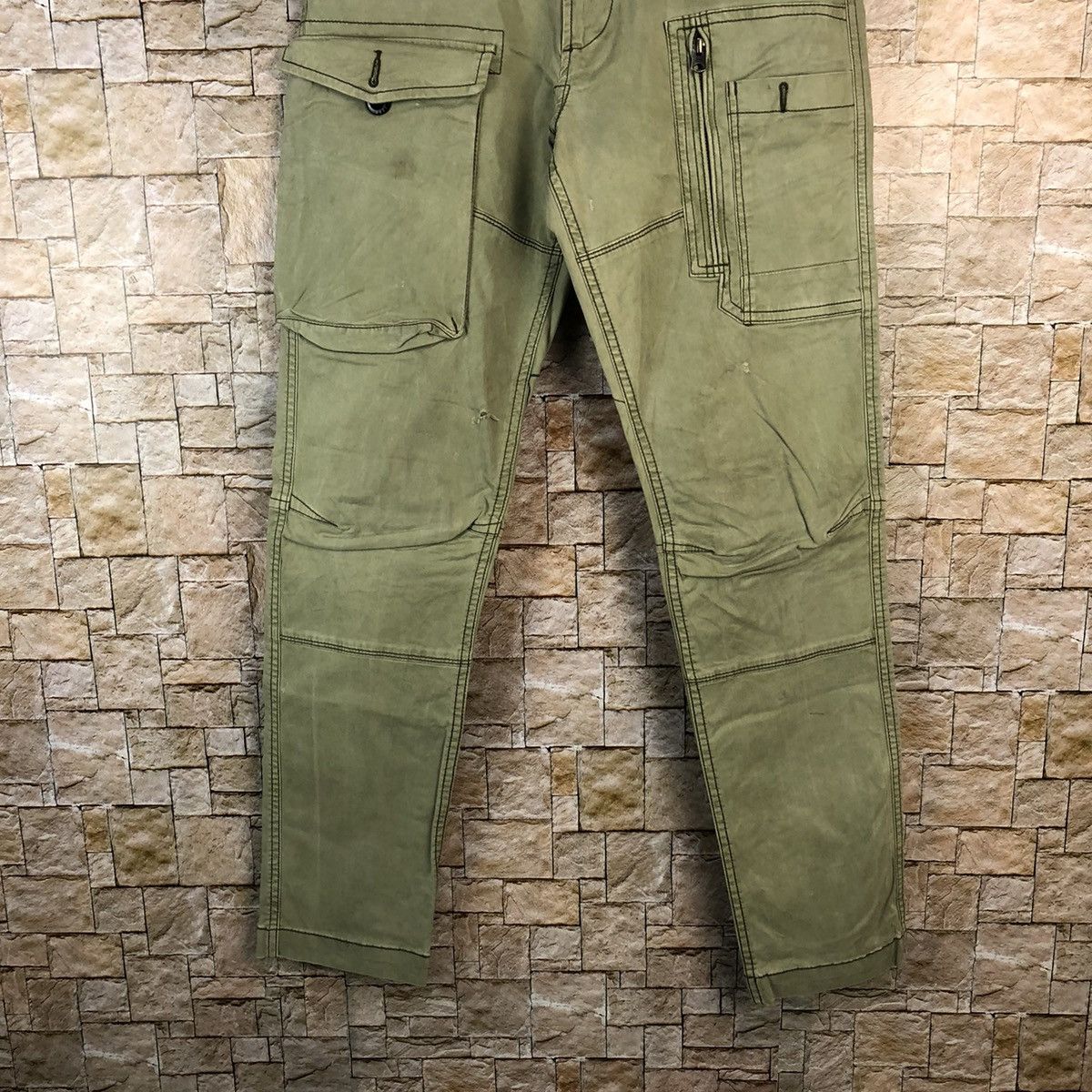 Japanese Brand IZRF Military Green Cargo Multipocket Pants #A1158 Size US 31 - 3 Thumbnail