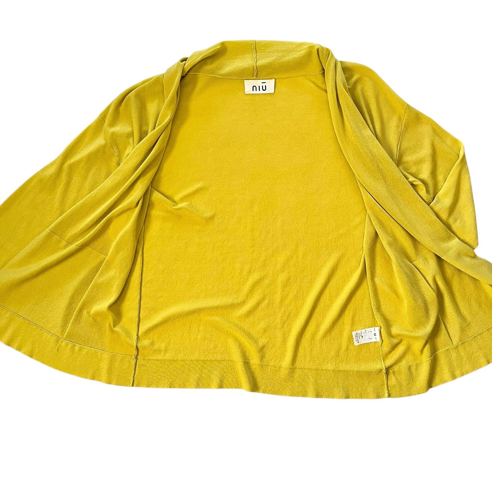 Other NIU Yellow Lightweight Jersey Shawl Collar Open Cardigan NIŪ Size M / US 6-8 / IT 42-44 - 7 Thumbnail