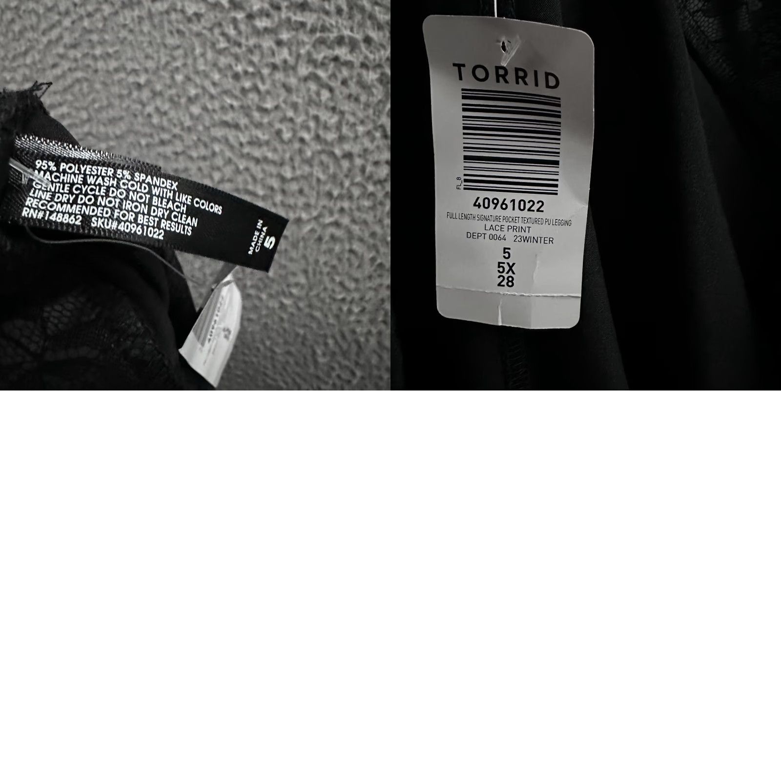 Torrid Torrid Leggings Black 5X Ankle Lace Floral Polyester Blend Womens Plus Pants Size 40" / US 18 - 10 Thumbnail