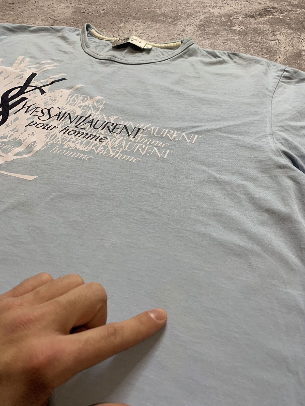 Vintage × Yves Saint Laurent Vintage Yves Saint Laurent Big Logo monogram tee Size US XL / EU 56 / 4 - 6 Thumbnail
