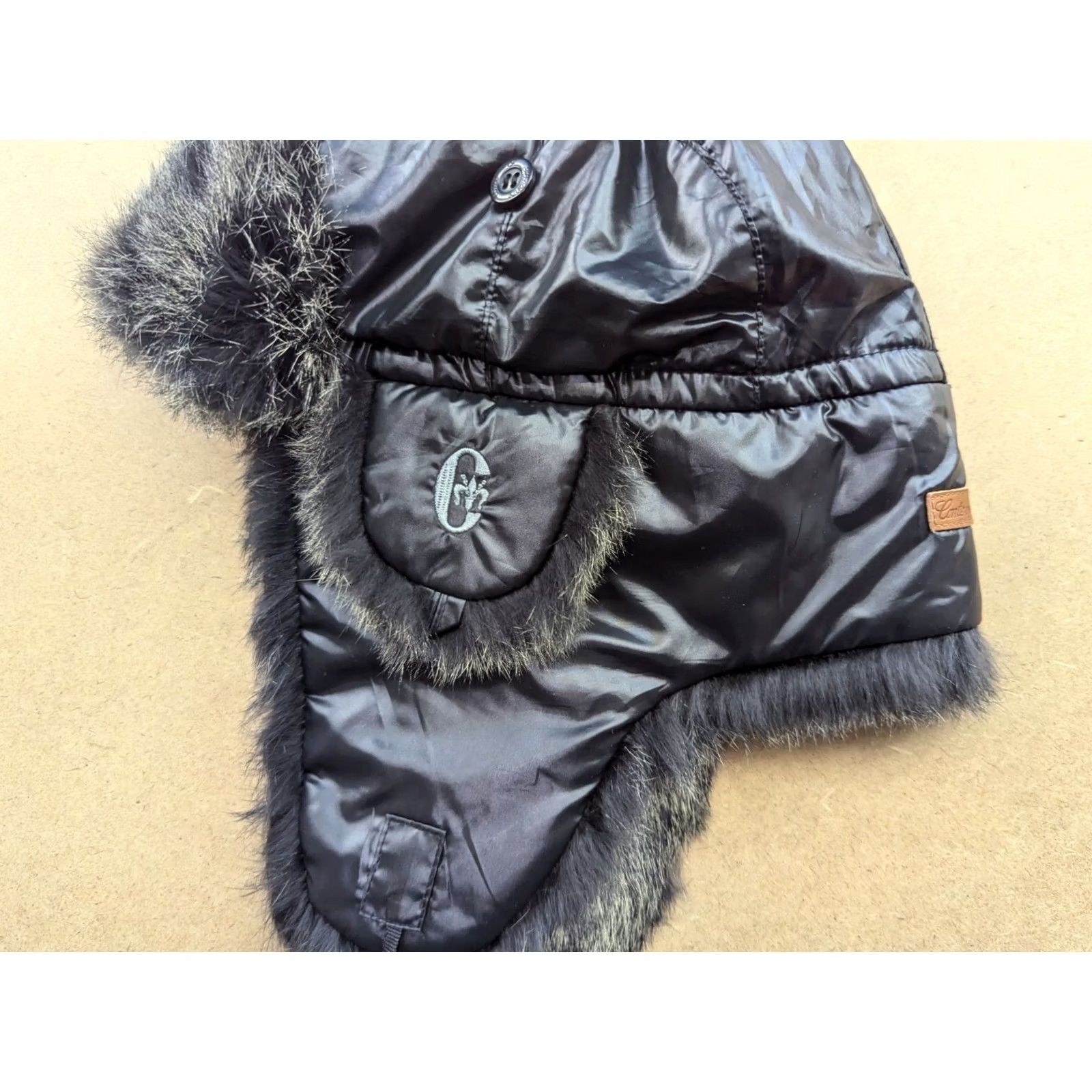 Conte of Florence Conte of Florence Goose Down Trapper Hat Black 59 Ushanka Ear Flap Unisex Adults Size 59 Winter Thermal Cap Size ONE SIZE - 8 Thumbnail