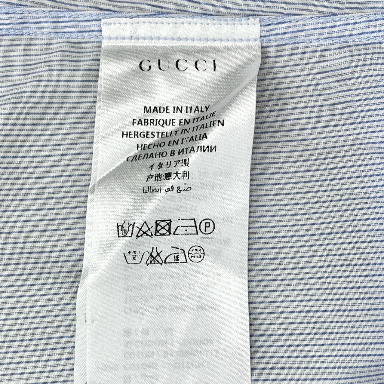 Gucci Gucci Striped Neck Embroidered Long Sleeve Shirt K26WX Size US L / EU 52-54 / 3 - 6 Thumbnail
