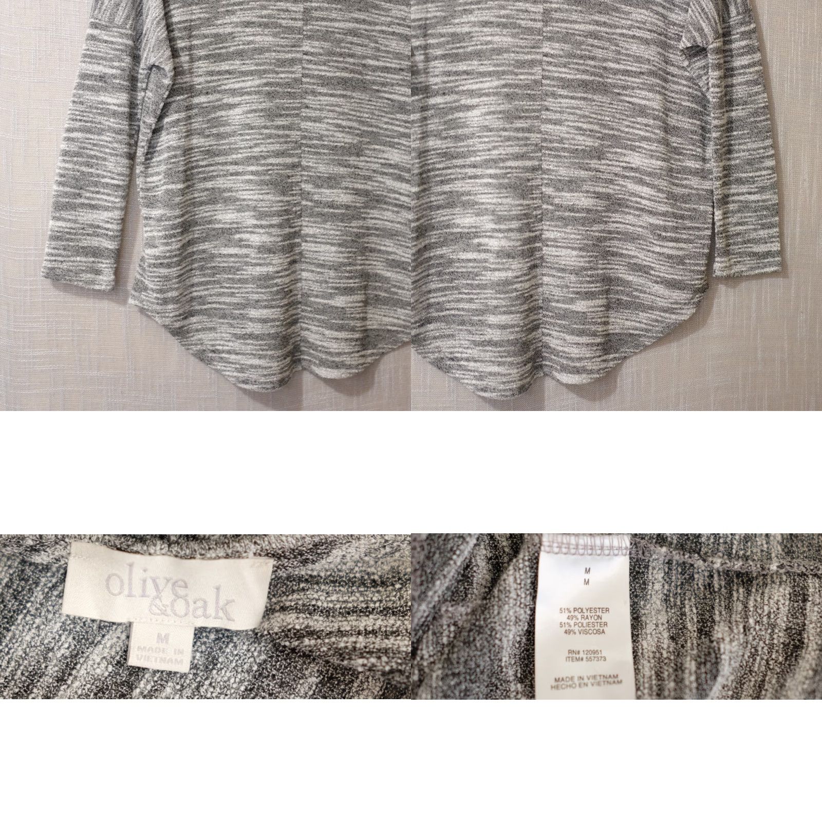Olive Olive + Oak Lightweight Knit Sheer Top Gray Overlay Women's M Dolman Sleeve Round Neck Heather Grey, Nwot, Casual, Blouse Size M / US 6-8 / IT 42-44 - 8 Thumbnail