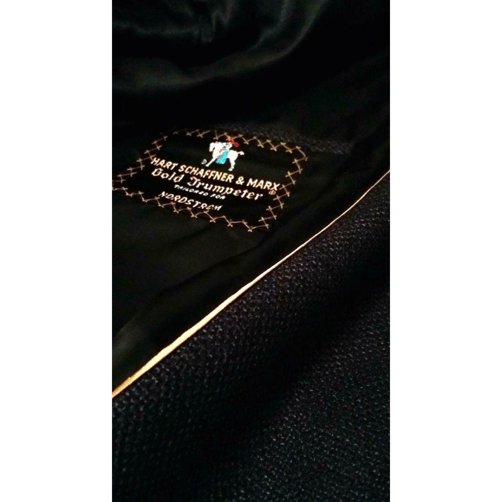 VINTAGE Hart Schaffner Marx Wool Blazer Jacket Men 42R Navy Blue Two Button Solid 90s