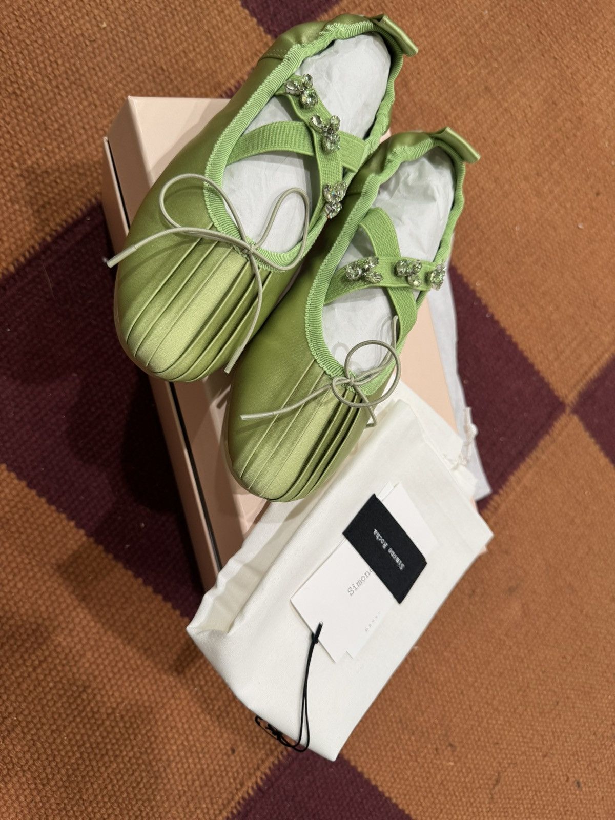 Simone Rocha SIMINE ROCHA GRIP EMBELLISHED SATIN BALLET FLATS Size US 6 / IT 36 - 3 Thumbnail