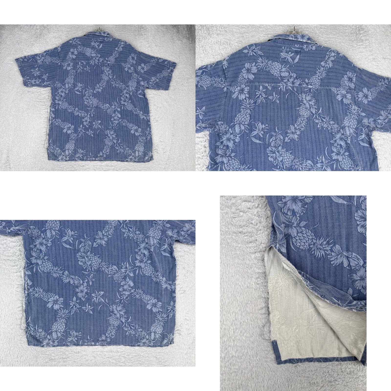 Vintage Island Republic Shirt Men Large Blue Floral Pineapple Silk Button Hawaiian Size US L / EU 52-54 / 3 - 9 Thumbnail