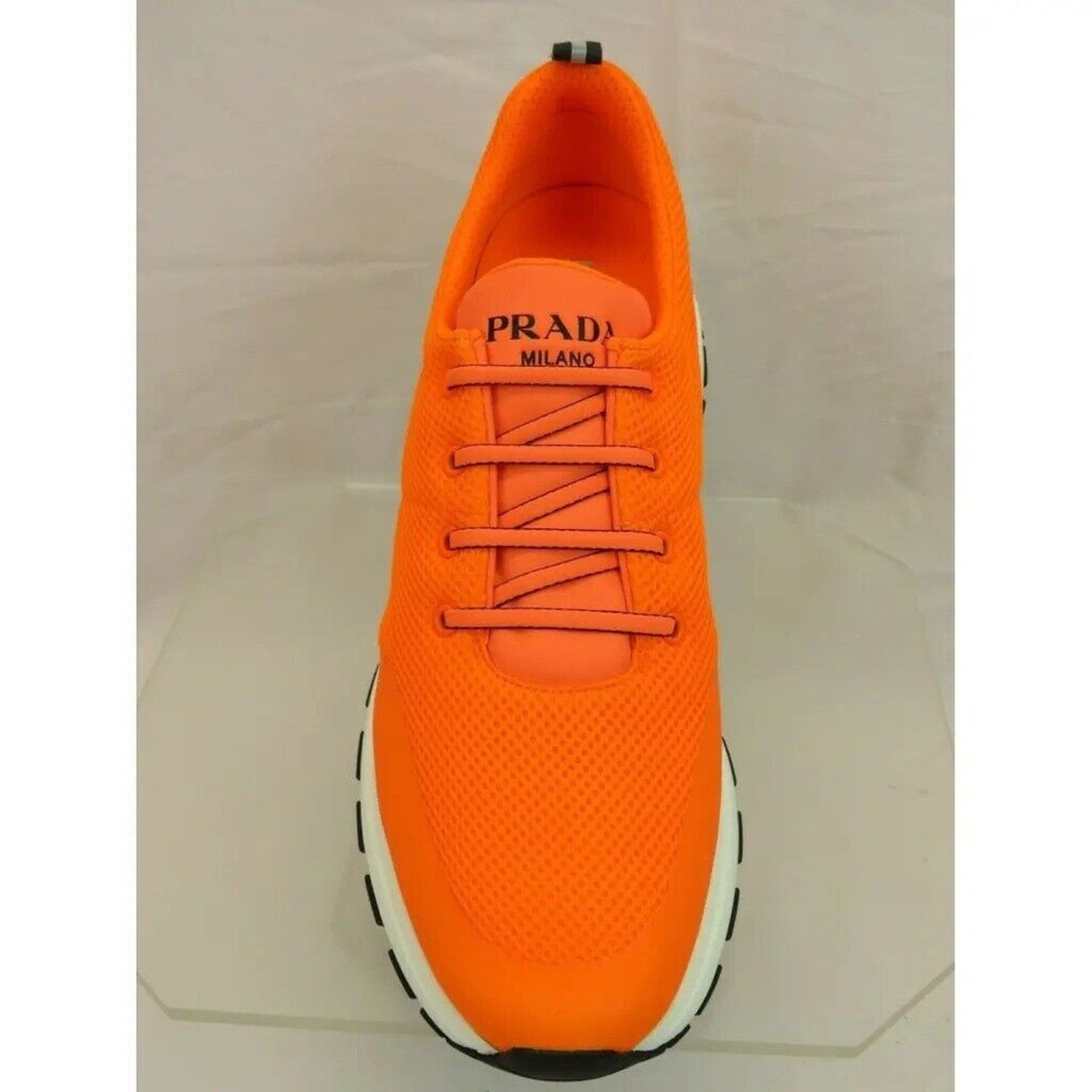 Prada PRADA 4E3499 NEON ORANGE MESH BLACK LOGO SNEAKERS 9 / US 10 Size US 10 / EU 43 - 6 Thumbnail