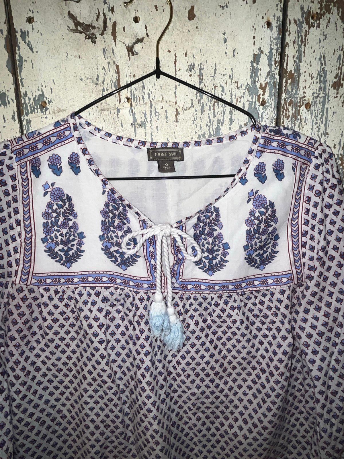 Designer Point Sur womens Boho top size 0 XS Cotton Popover blouse Size XS / US 0-2 / IT 36-38 - 2 Thumbnail