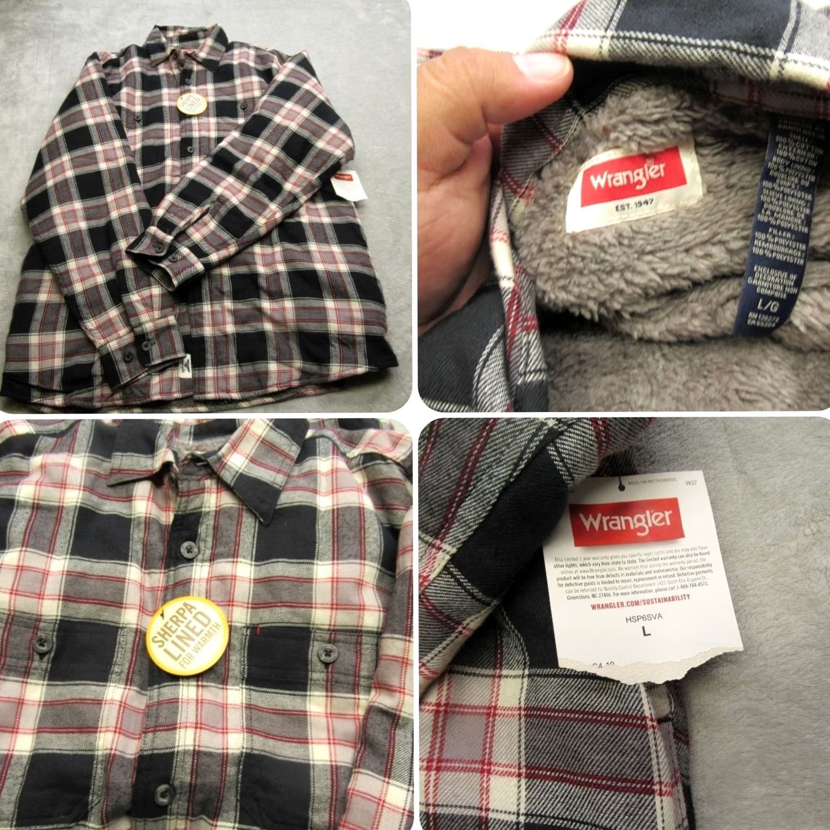 Wrangler Wrangler Shirt Jacket Men L Black Plaid Sherpa Lined Flannel Heavyweight NEW Size US L / EU 52-54 / 3 - 2 Thumbnail