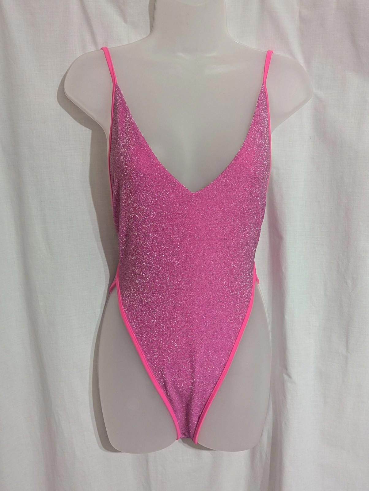 Free People x free-est Amber One Piece Swimsuit Sparkly Hot Pink Sz M Size ONE SIZE - 1 Thumbnail