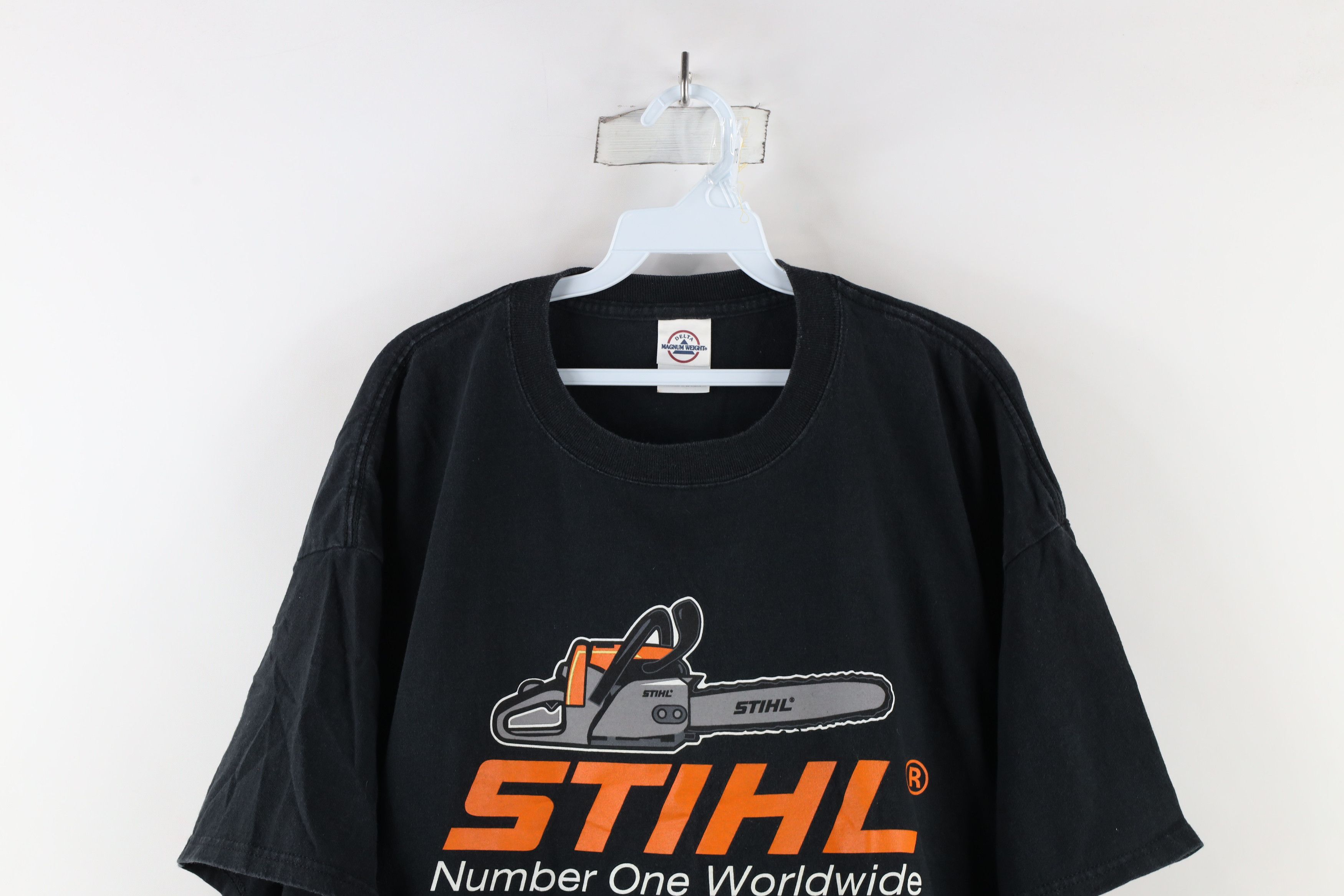 Vintage Vintage 90s Streetwear Out Stihl Chainsaw T-Shirt Black Size US XXL / EU 58 / 5 - 2 Thumbnail