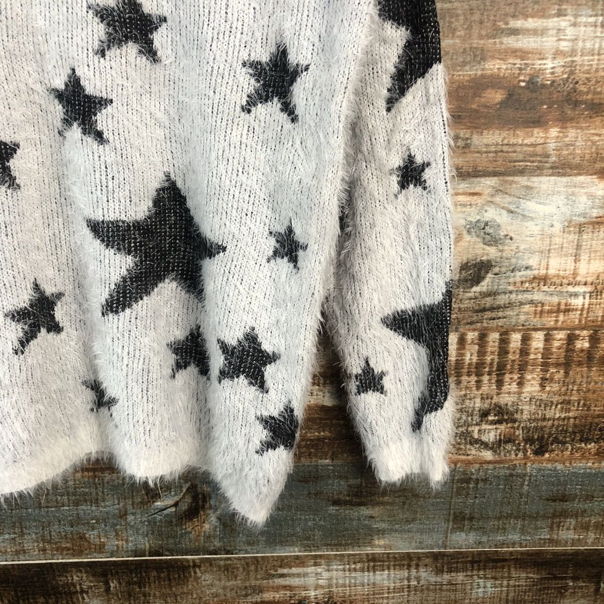 Japanese Brand DL Culots Star White Mohair fur shag Knitwear #C367 Size M / US 6-8 / IT 42-44 - 8 Thumbnail
