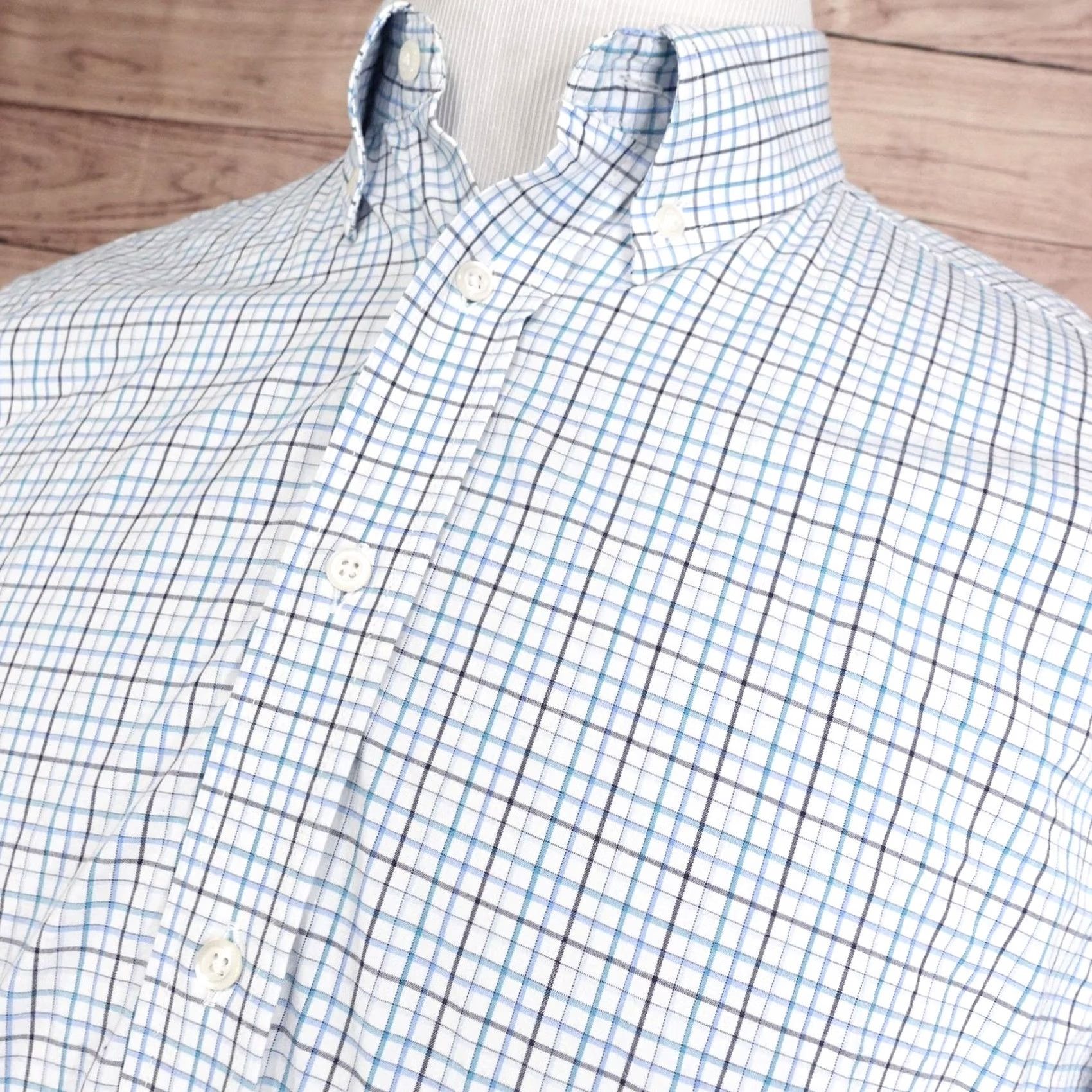 Jos. A. Bank Jos. A. Bank Dress Shirt Mens 16 32/33 Tailored Fit Check Button-Down Collar Cotton Spandex Slim Fit Business ShirtMens Size 42R - 2 Thumbnail