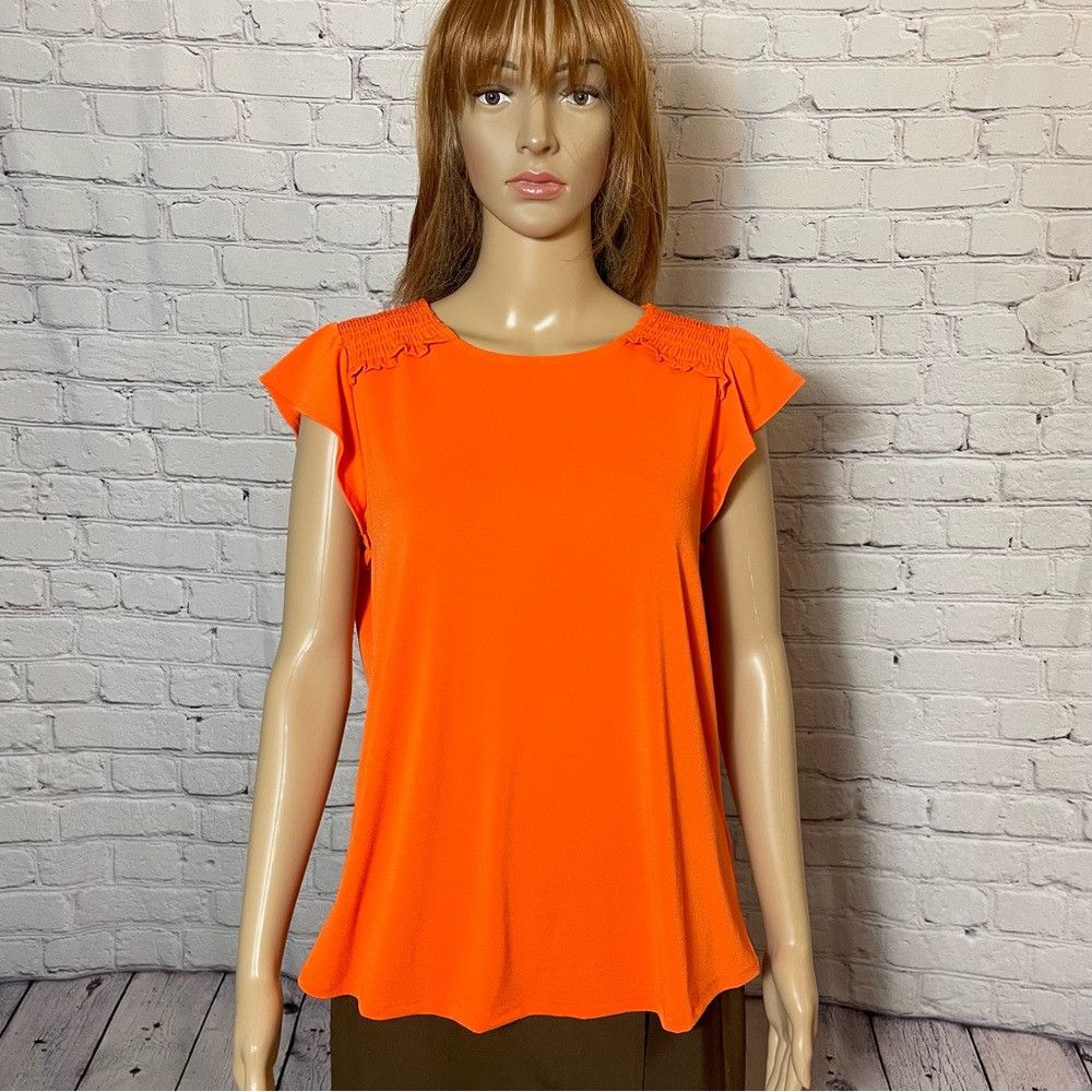 Adrianna Papell NWT New $69 Adrianna Papell Smocked Shoulder Flutter Sleeve Size L / US 10 / IT 46 - 1 Thumbnail