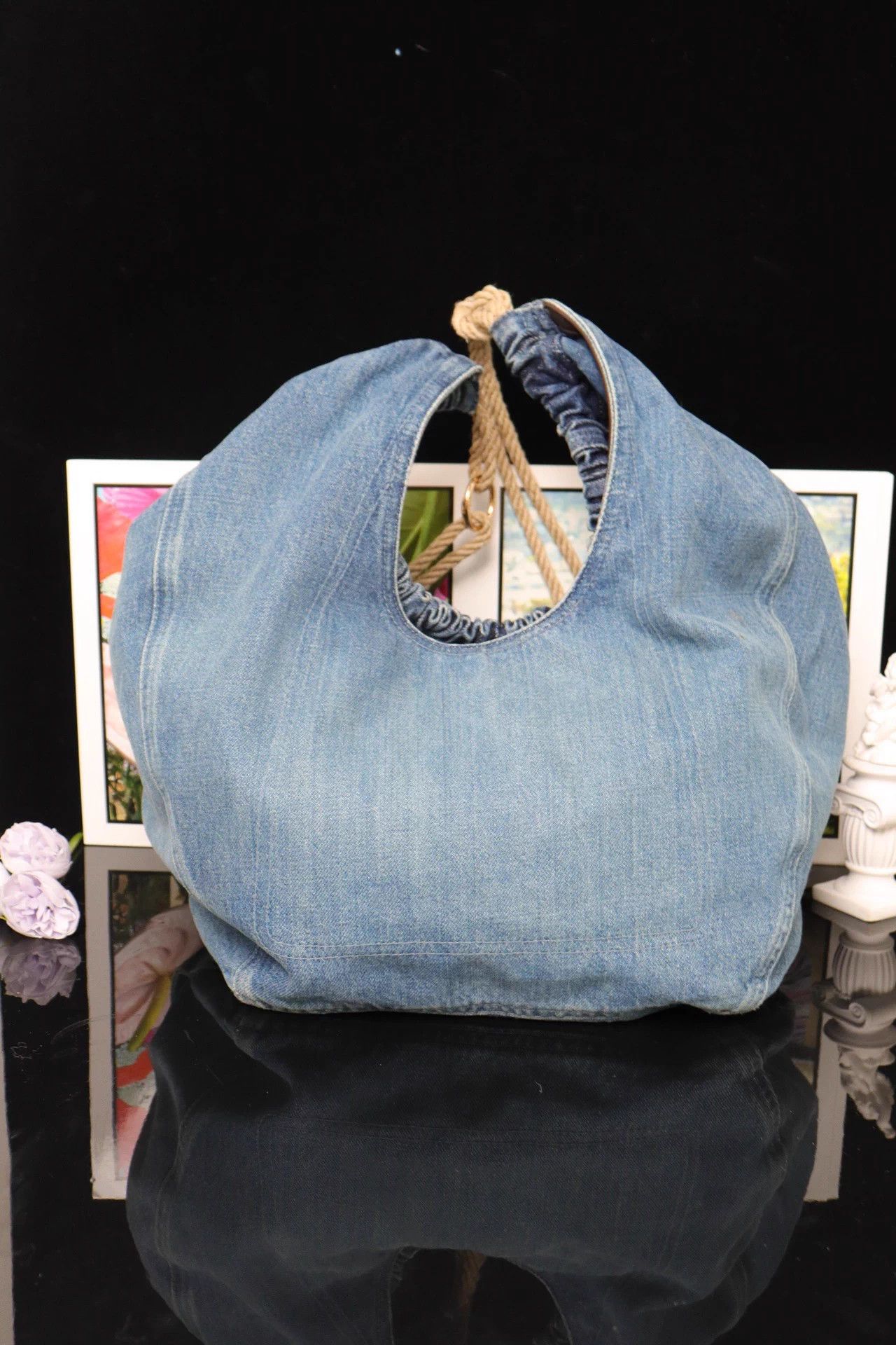 Loewe Loewe Squeeze Denim Shoulder Bag 23x29x14 Size ONE SIZE - 2 Thumbnail
