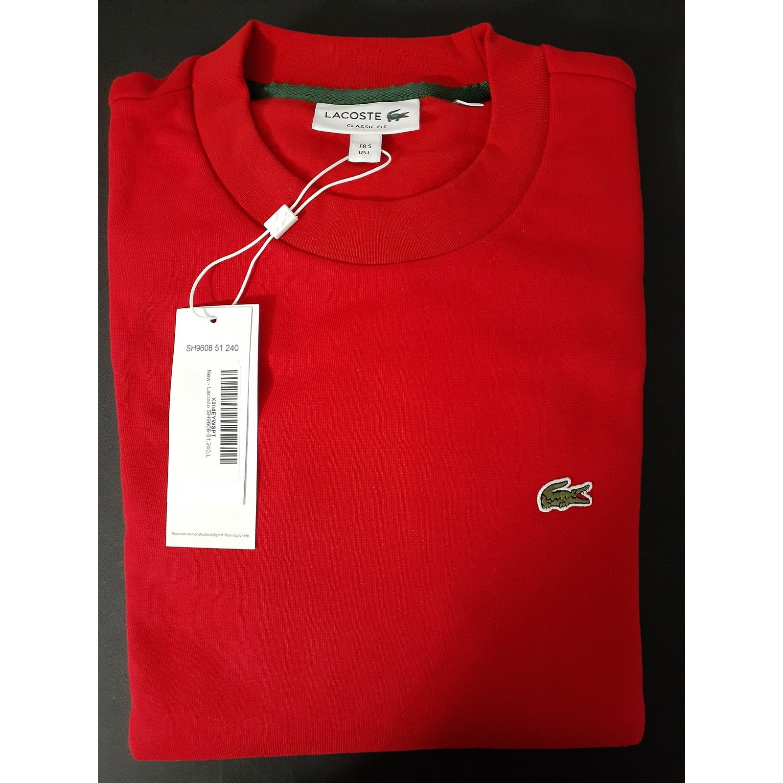 Lacoste Lacoste Men's Organic Brushed Cotton Sweatshirt Rouge L Size US L / EU 52-54 / 3 - 2 Thumbnail