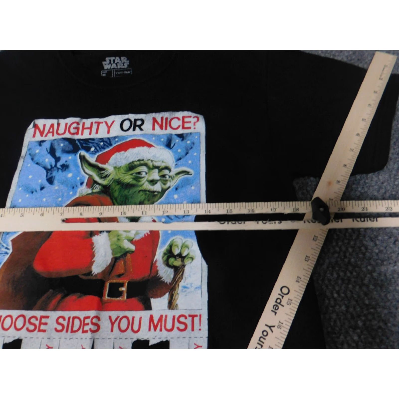 Star Wars Star Wars Mens Shirt Medium black graphic Christmas Yoda T-Shirt Crew Neck Short Sleeve Logo Knit Cotton Spandex Size US M / EU 48-50 / 2 - 5 Thumbnail