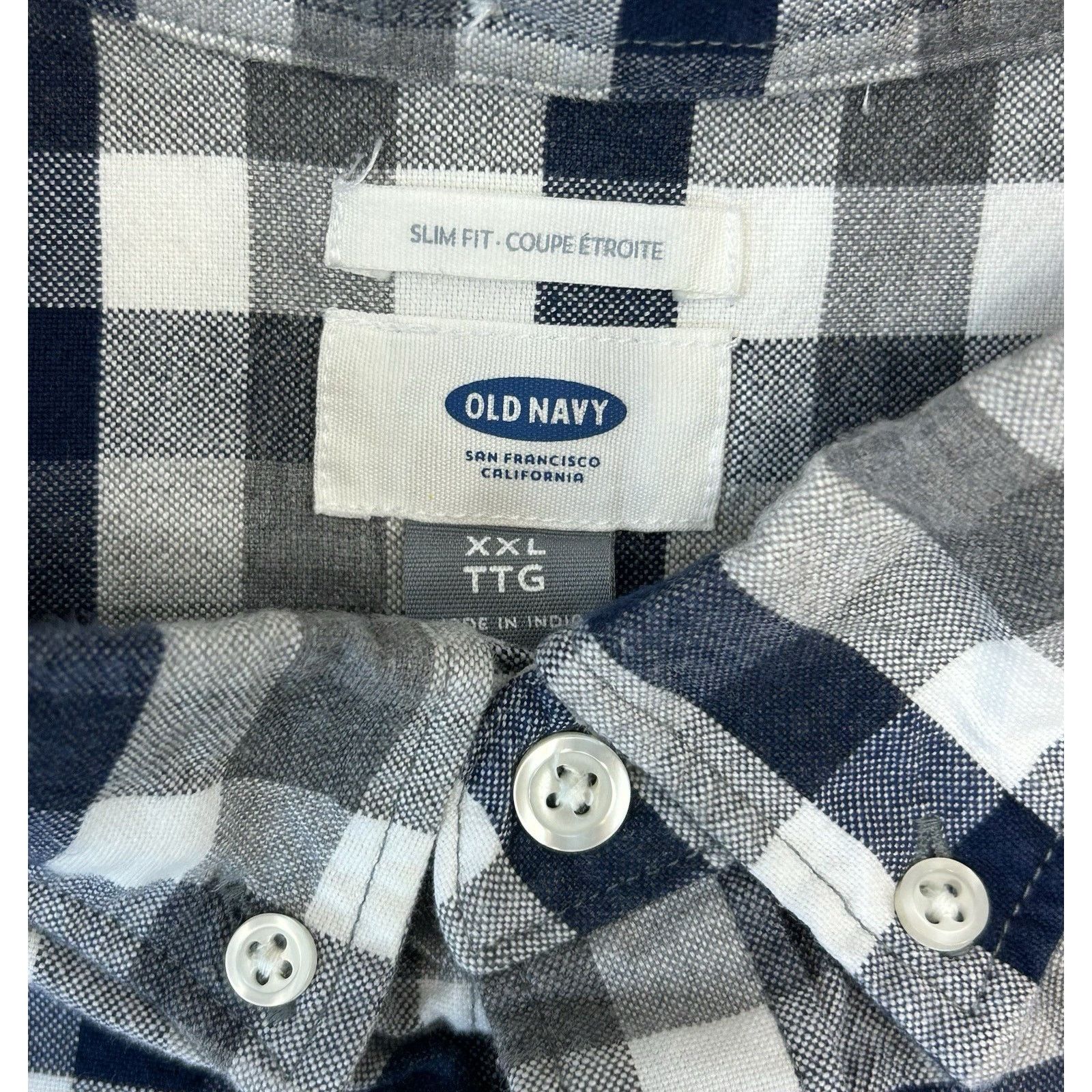 Old Navy Old Navy Men’s Gray Plaid Slim Fit The Classic Shirt XXL Size US XXL / EU 58 / 5 - 7 Thumbnail