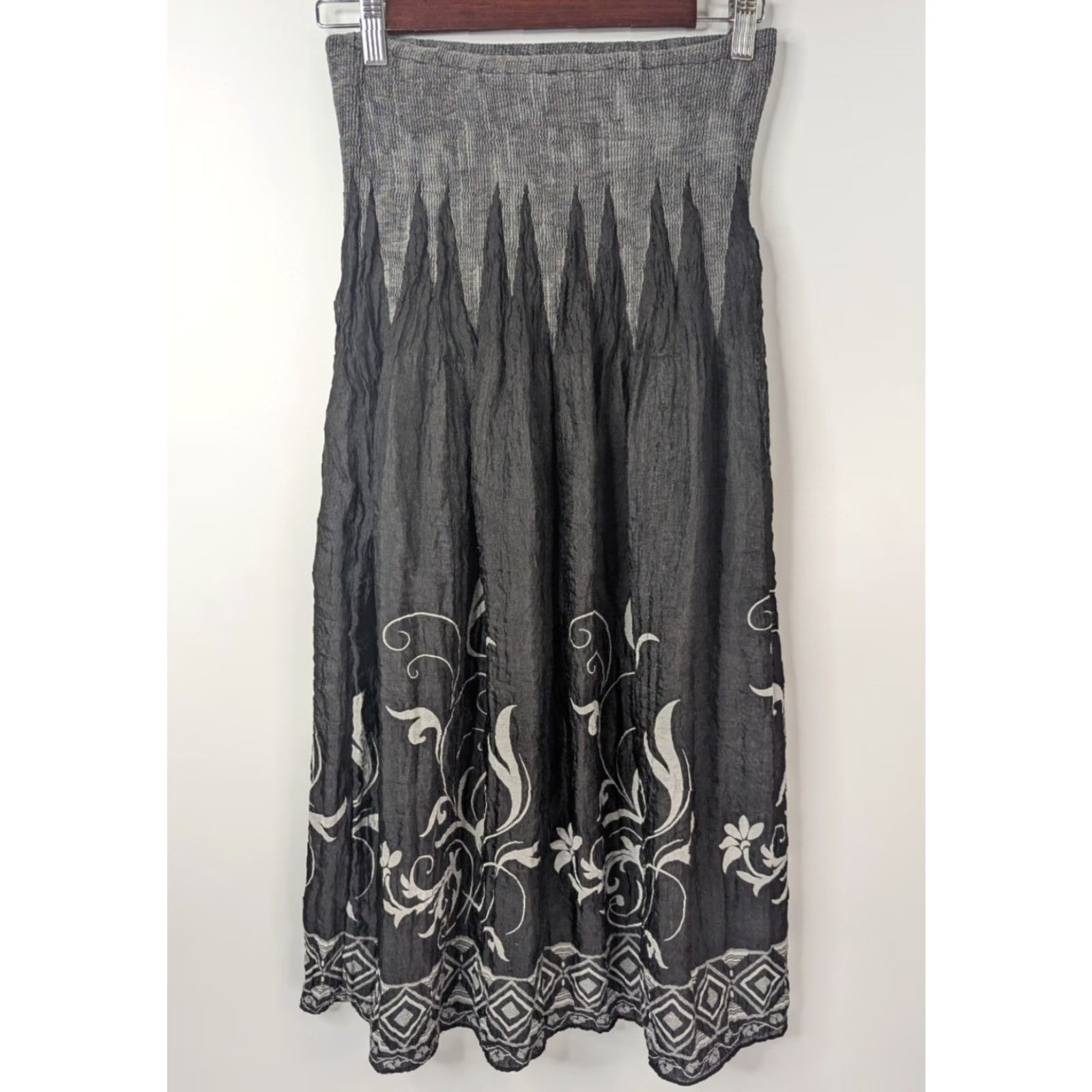 Vintage Anthropology Lapis Convertible Maxi Skirt Tube Dress One Size Black Gray Boho Size 42" / US 20 - 2 Thumbnail