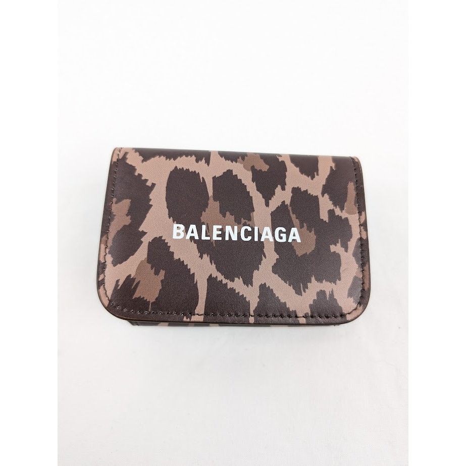 Balenciaga o1rshd1 Size:OS /Calfskin Logo Print Tri-Fold Wallet Leopard Size ONE SIZE - 3 Thumbnail