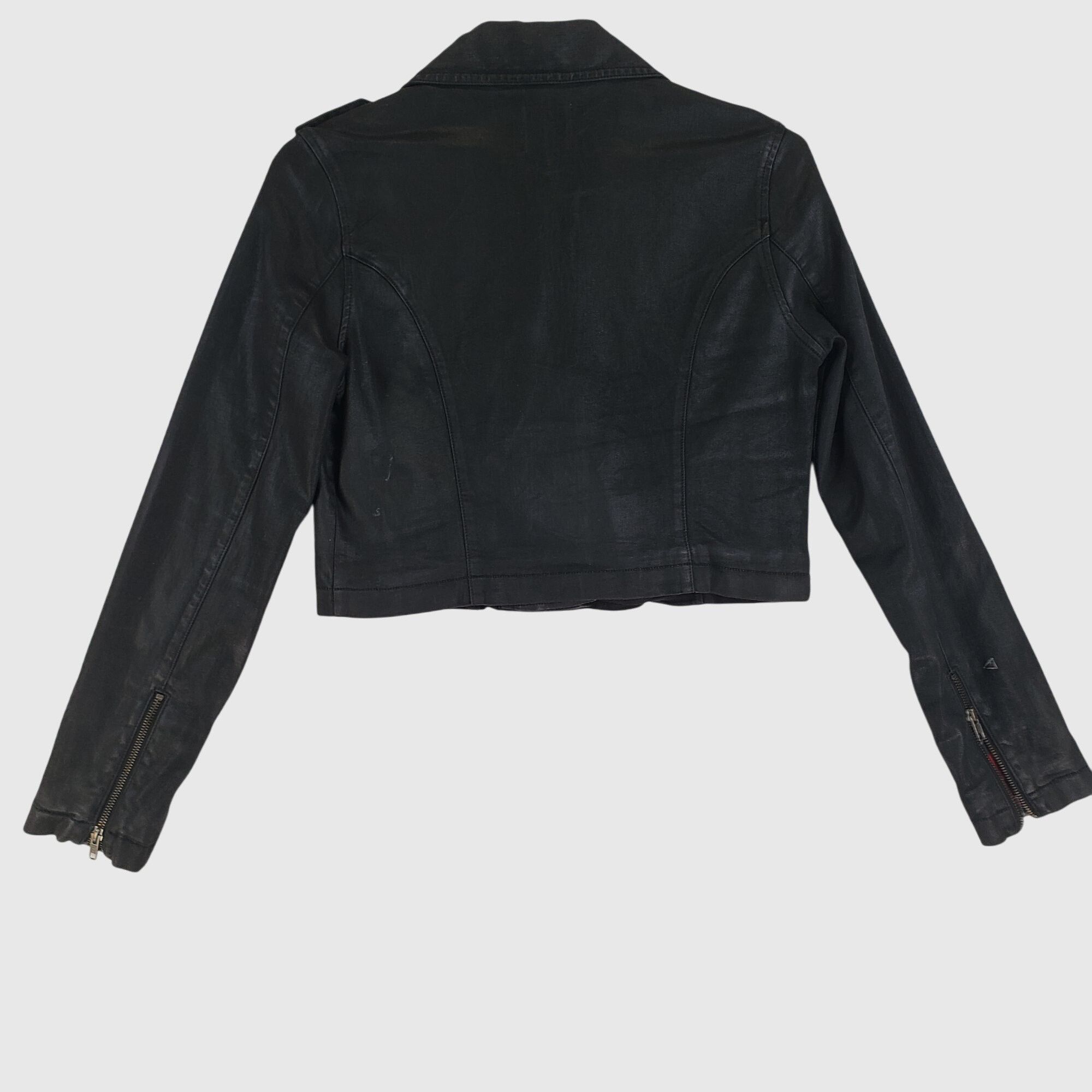 HIDDEN Hidden Jeans Cropped Black Faux Leather Moto Jacket Womens L Size L / US 10 / IT 46 - 3 Thumbnail