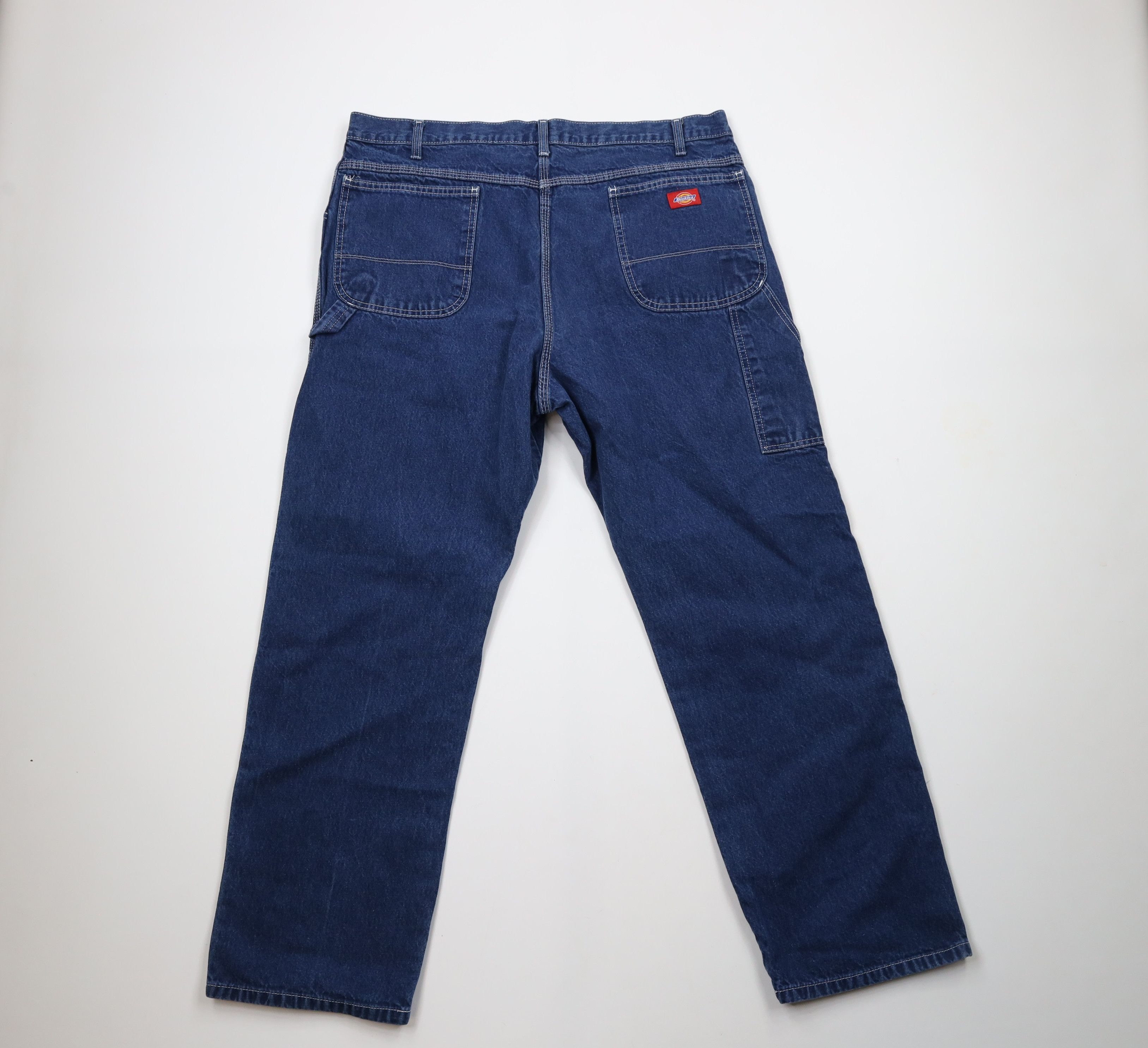 Dickies × Vintage Vintage 90s Dickies Spell Out Wide Leg Dungaree Denim Jeans Size US 40 / EU 56 - 9 Thumbnail