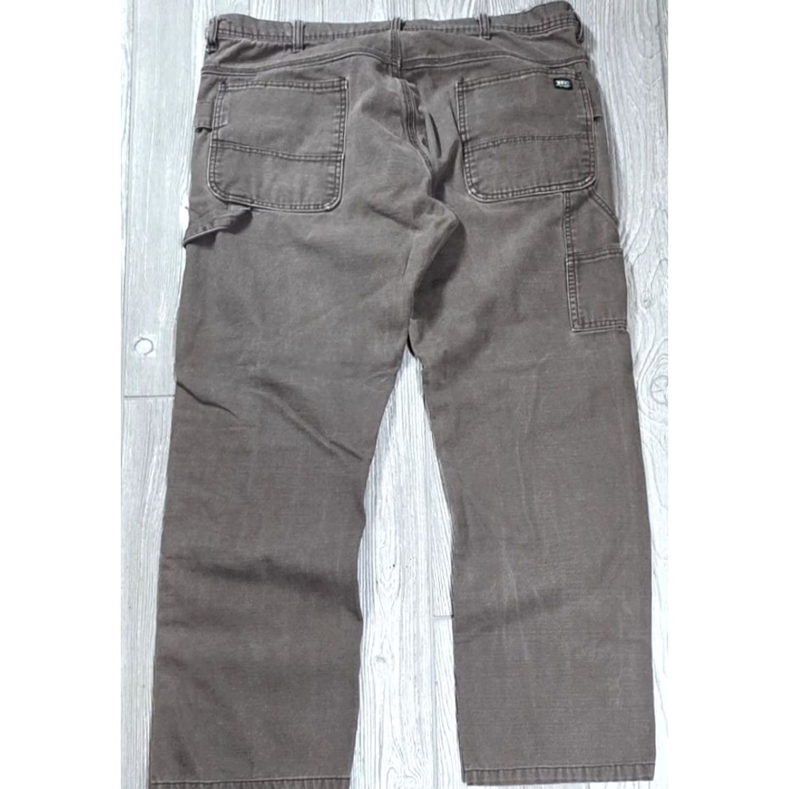 Vintage Key Pants Men 40x31 Brown Double Knee Canvas Carpenter Cargo 100% Cotton Work Pants Mens Straight Front Belt Loops 5-Pocket Size US 40 / EU 56 - 4 Thumbnail