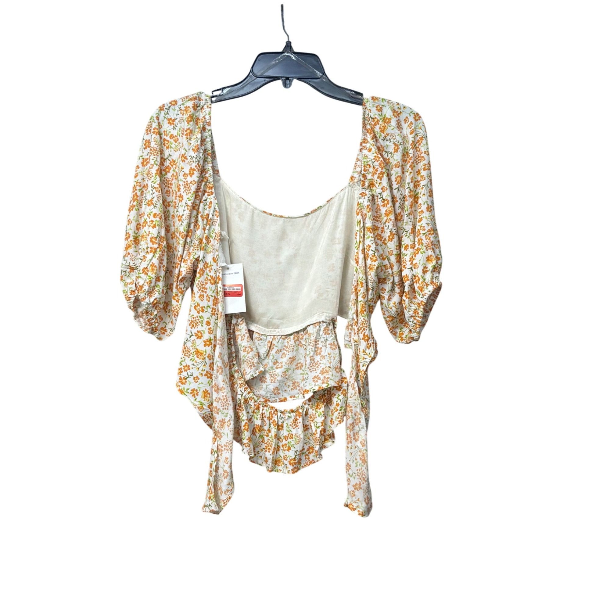 Other LUSH Junior’s Floral Puff Sleeve, Ruffle Hem Tie-Back Blouse Size M / US 6-8 / IT 42-44 - 5 Thumbnail
