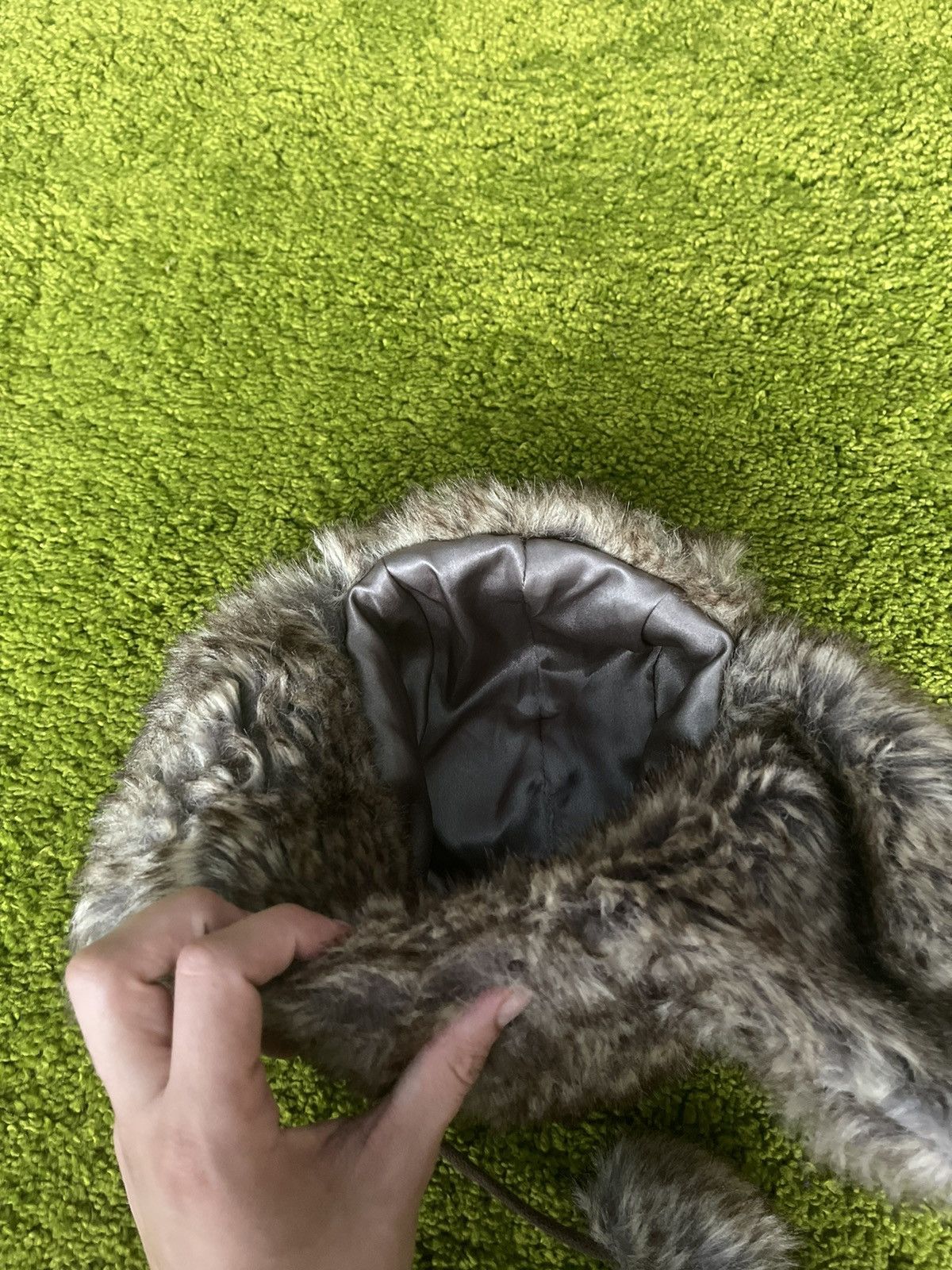 Designer Y2K fuzzy faux fur Ushanka trapper / checker hat Japanese Size 32 - 6 Thumbnail