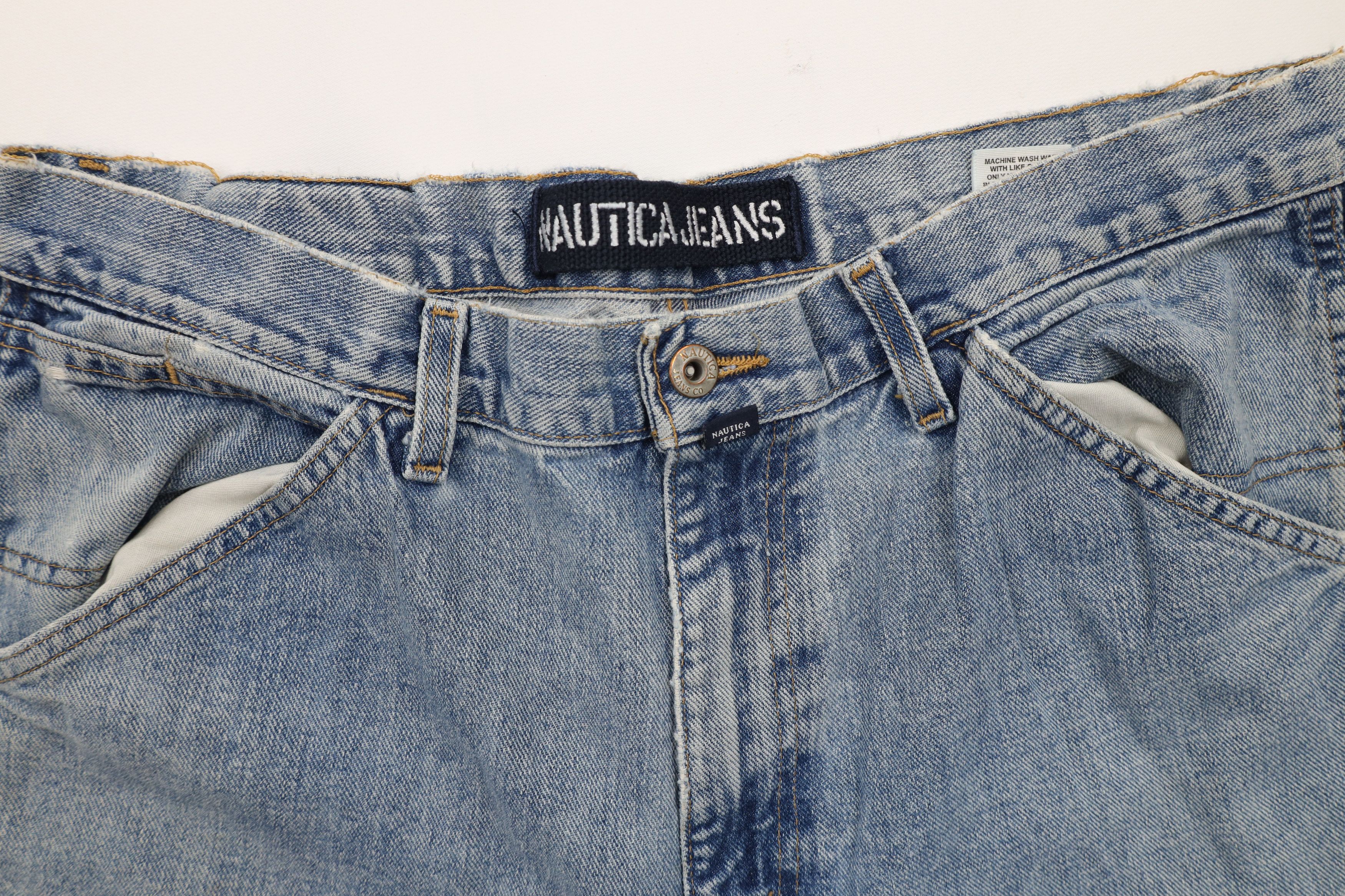 Nautica × Vintage Vintage 90s Nautica Baggy Wide Leg Dungaree Denim Jeans Size US 36 / EU 52 - 7 Thumbnail