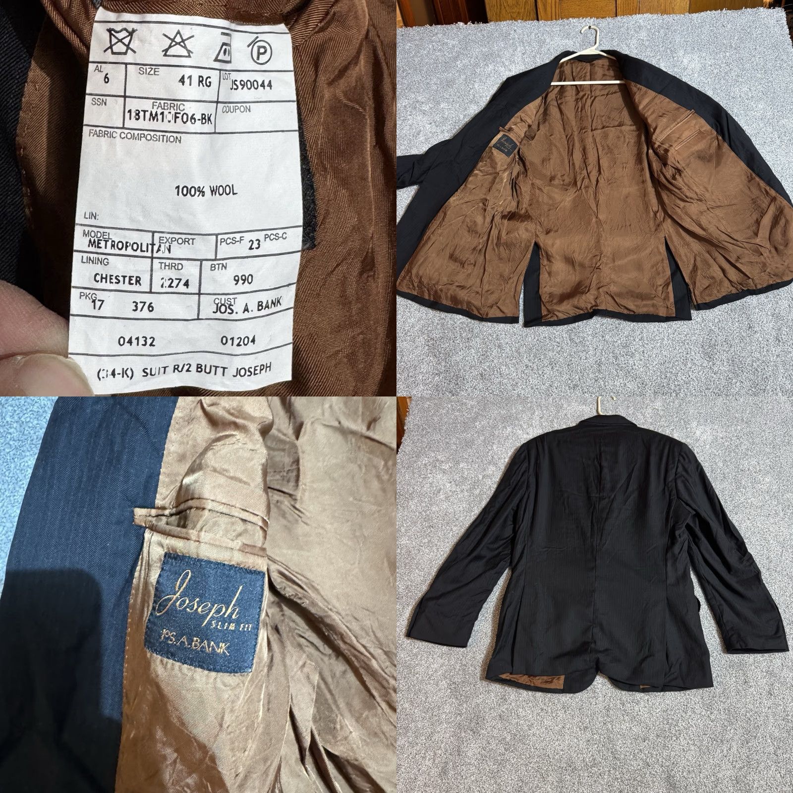 Jos. A. Bank Jos A Bank Sport Coat Men Size 41 RG Slim Fit Wool Pinstripe Office Preppy Size US XS / EU 42 / 0 - 8 Thumbnail