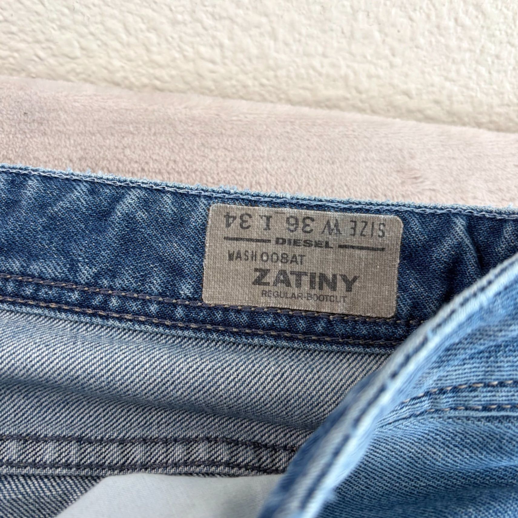 Diesel Diesel Zatiny Jeans Men 36x34 Bootcut 5-Pocket Blue Distressed Button Fly Denim Regular Rise Mid Vintage: No Size US 36 / EU 52 - 3 Thumbnail