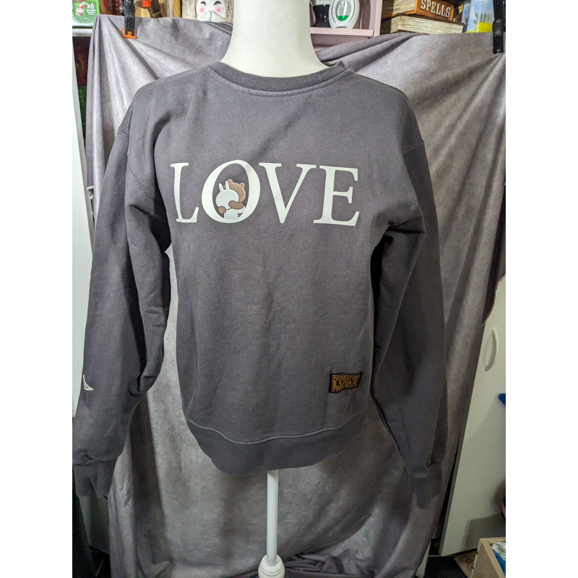 Other Pushbutton Line Friends Grey Love Sweatshirt Size Small Size US S / EU 44-46 / 1 - 11 Thumbnail