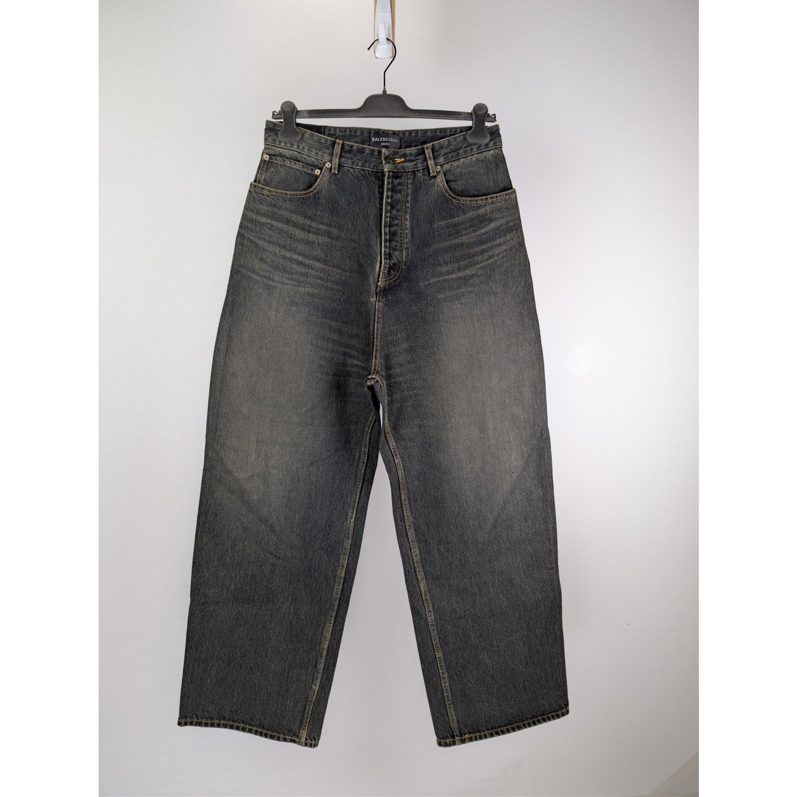 o1rshd1 Organic Japanese Denim Baggy Pants in Washed Black