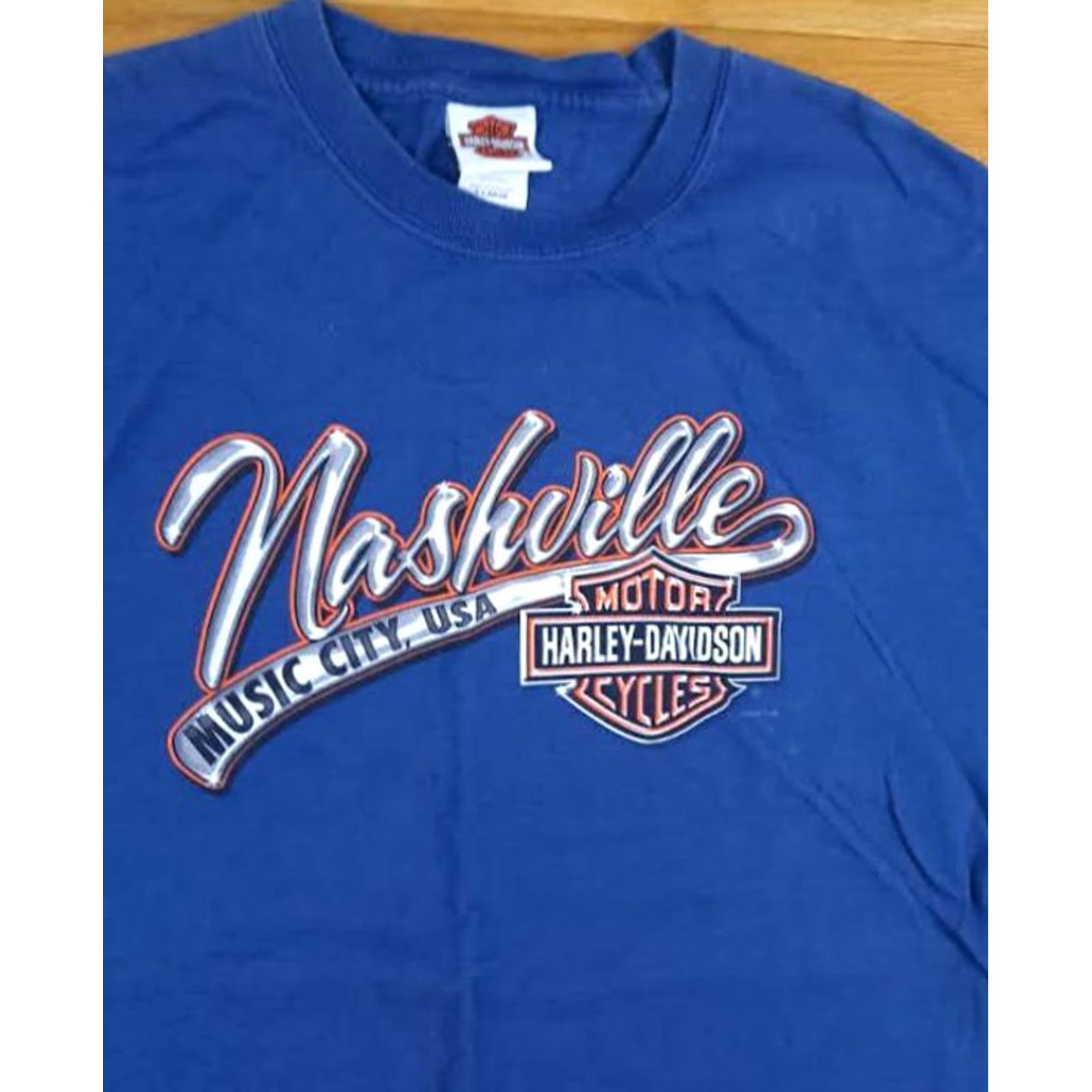 Harley Davidson Harley-Davidson T-Shirt XL Blue Nashville Music City 2010 Short Sleeve Men Cotton Size US XL / EU 56 / 4 - 4 Thumbnail