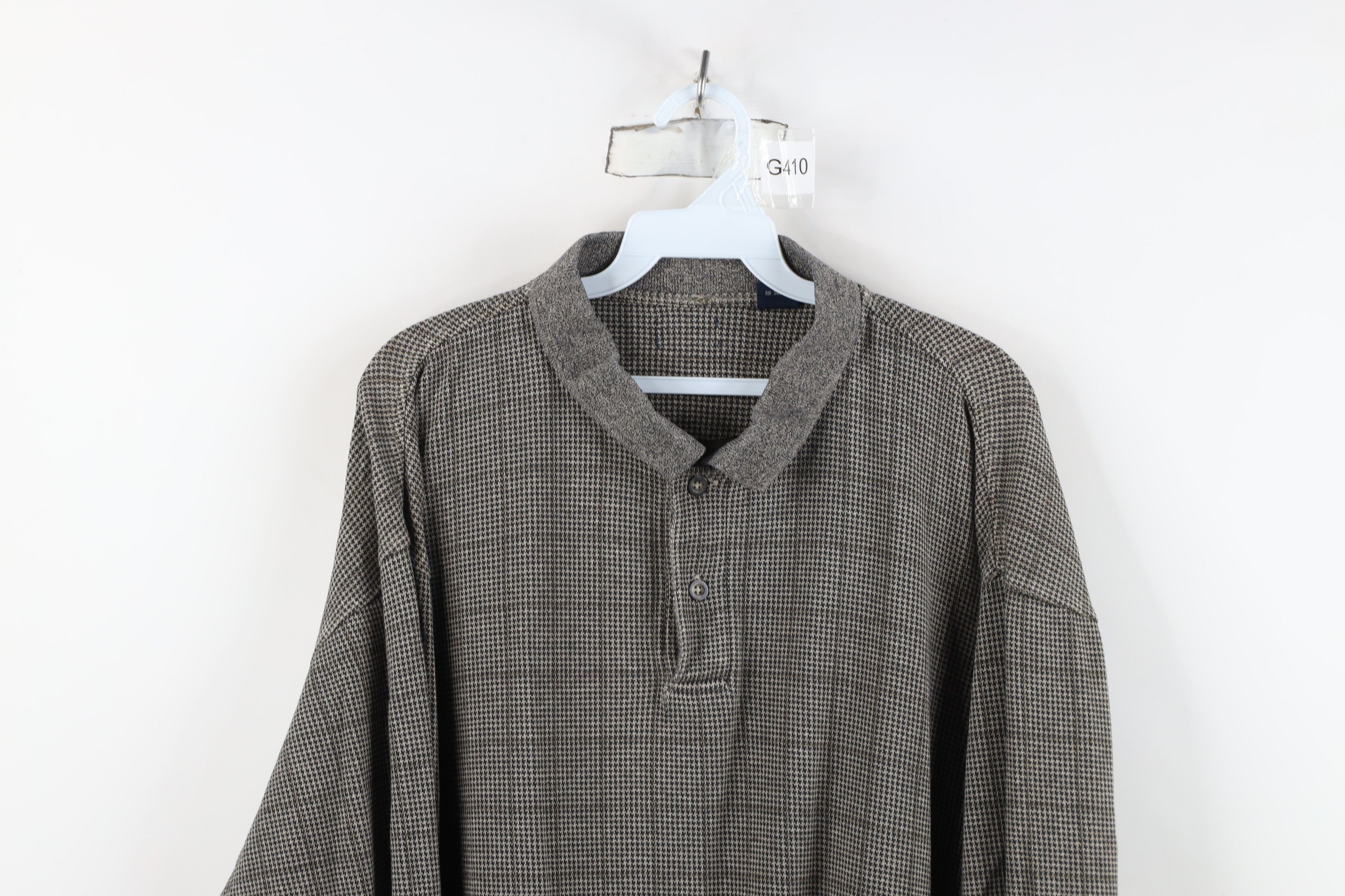 Vintage Vintage 90s Streetwear Houndstooth Long Sleeve Rugby Polo Size US XL / EU 56 / 4 - 2 Thumbnail
