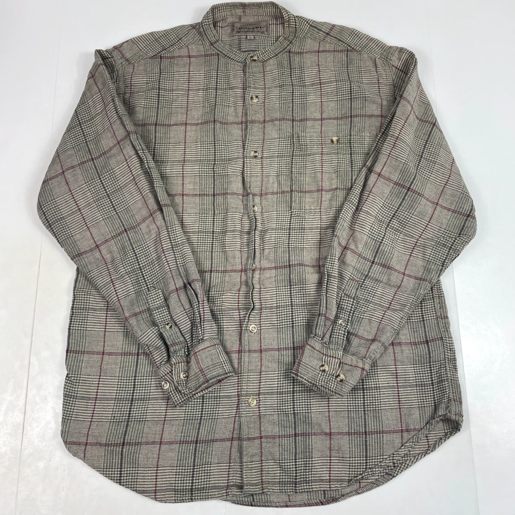 Vintage Bogari Shirt Mens Large Brown Glen Plaid Flannel Long Sleeve Button Up Size US L / EU 52-54 / 3 - 2 Thumbnail