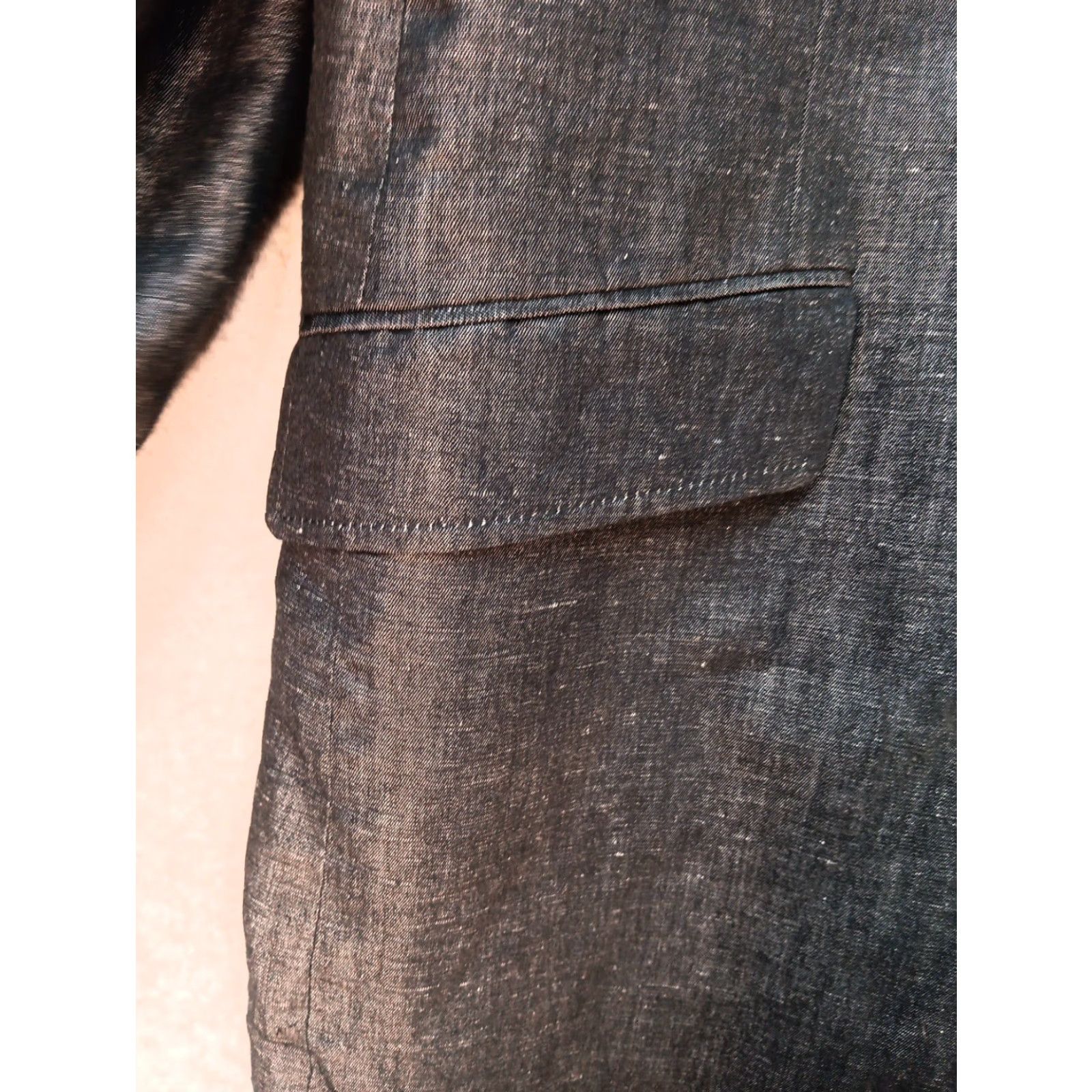 Madison Madison Blazer Shirt Charco 42R Two Button Jacket Mens Classic Notch Linen Blend Striped Dry Clean Only Size 42R - 4 Thumbnail