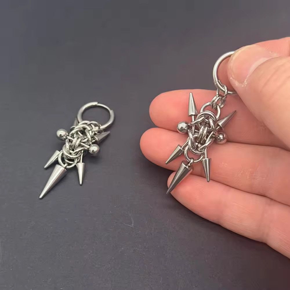 Jewelry Gothic Hoops Spike Piercing Long Dangle Earring Size ONE SIZE - 2 Thumbnail