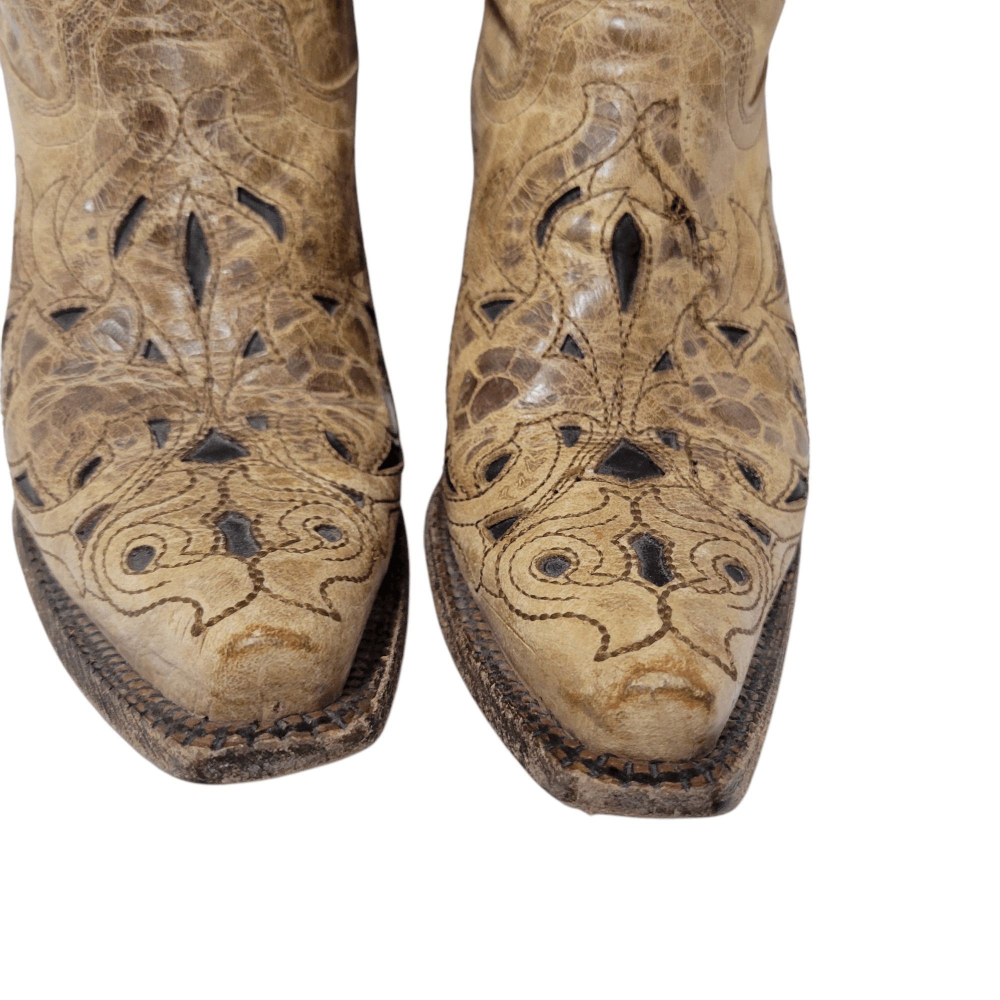 Other Corral Vintage Boots Leather Saddle Brushed Women 8M A1970 Size US 8 / IT 38 - 5 Thumbnail
