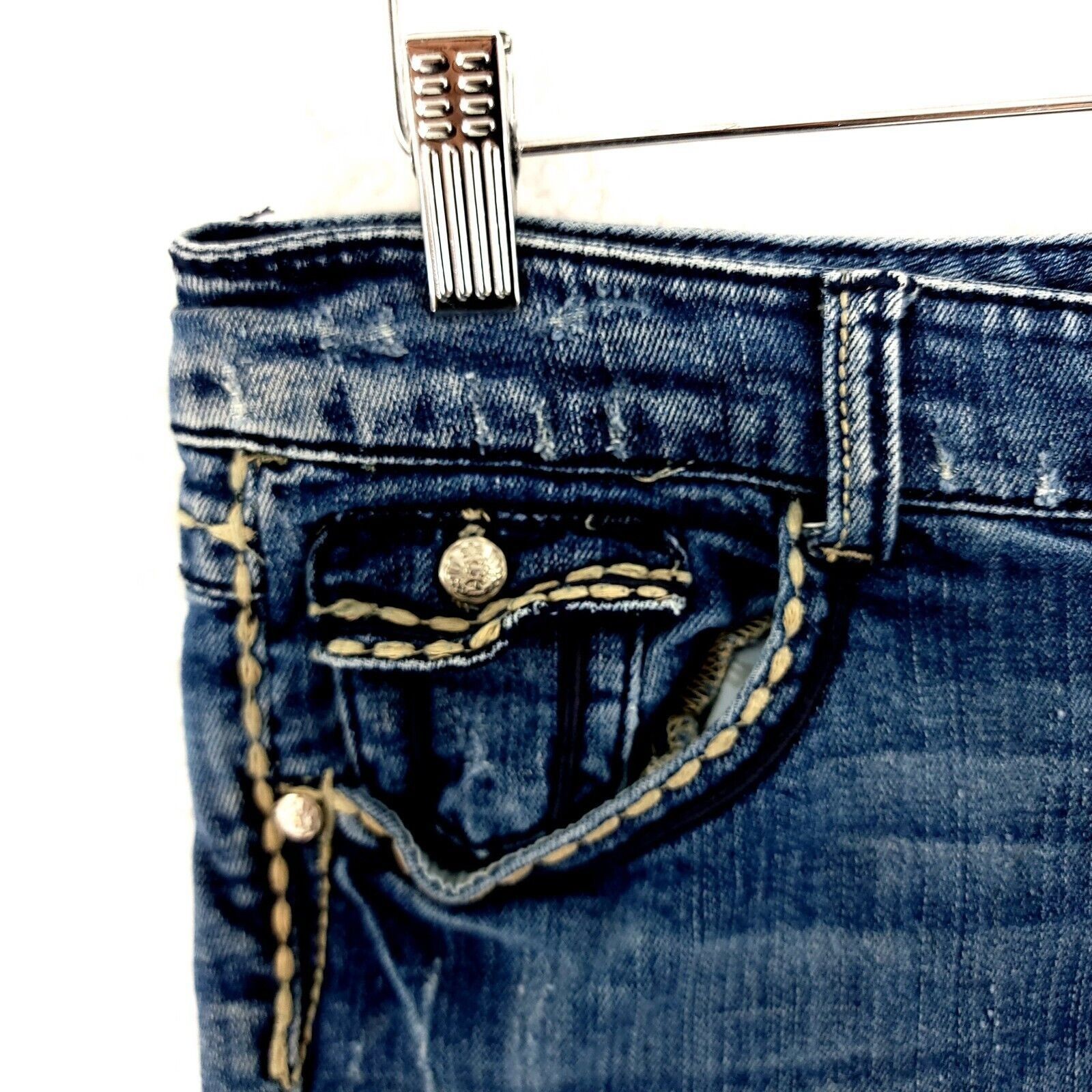 Seven 7 Seven7 Cutt-Off Jean Denim Shorts Blue Low Rise 31" Waist 3" Size 31" - 2 Thumbnail