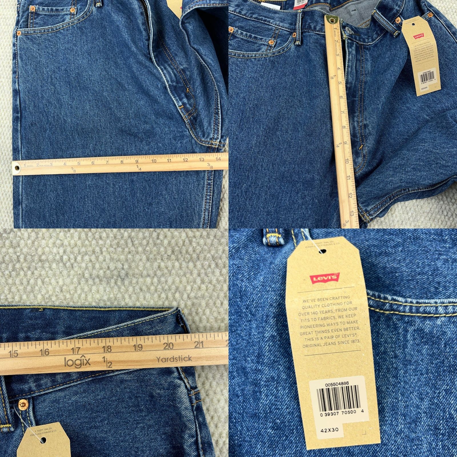 Levi's Levis 550 Jeans Men 42x30 Relaxed Fit Straight Leg Med Wash Pants Baggy Work Size US 42 / EU 58 - 8 Thumbnail