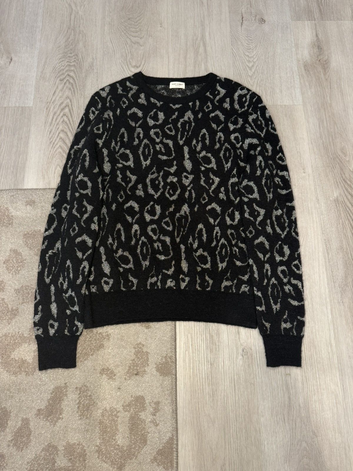 f/w 2015 mohair/wool blend glitter leopard print sweater!!